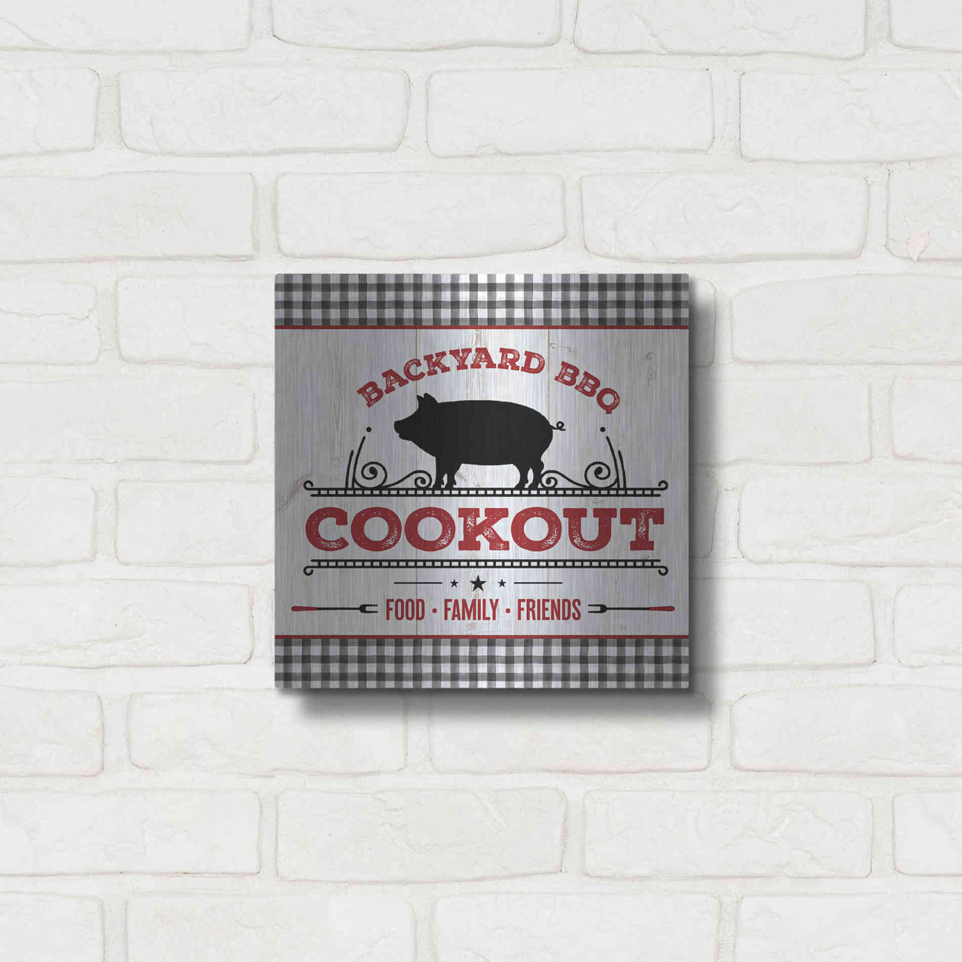 Luxe Metal Art 'Backyard BBQ Cookout' by Mollie B, Metal Wall Art,12x12