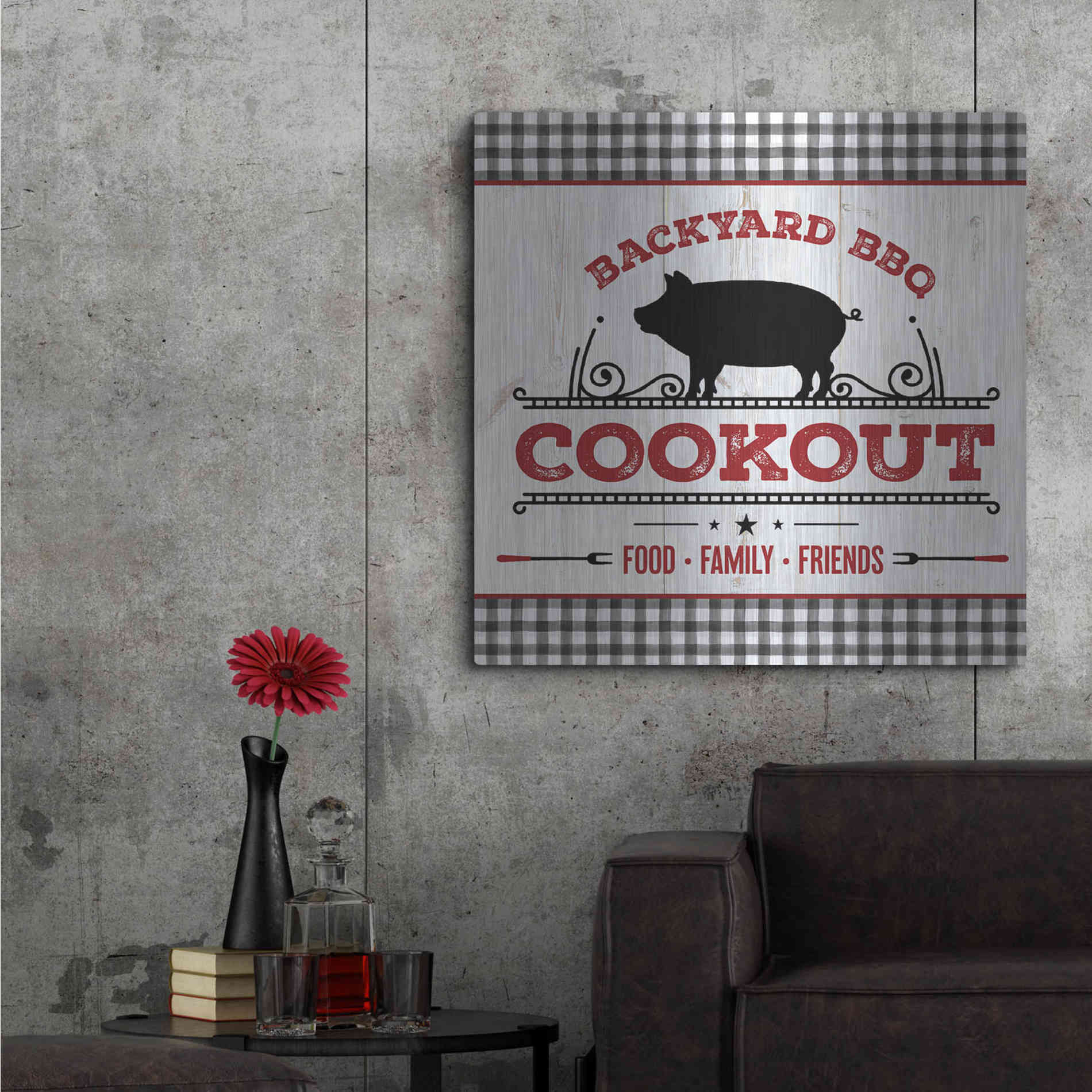 Luxe Metal Art 'Backyard BBQ Cookout' by Mollie B, Metal Wall Art,36x36