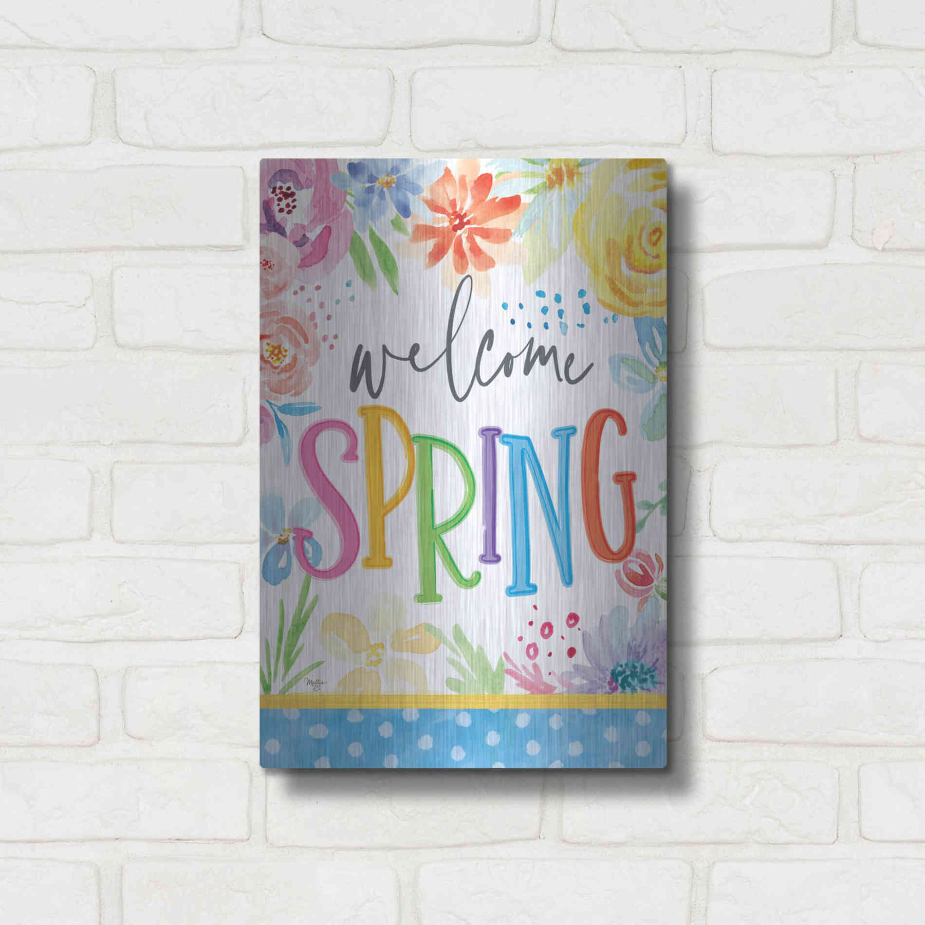 Luxe Metal Art 'Welcome Spring' by Mollie B, Metal Wall Art,12x16