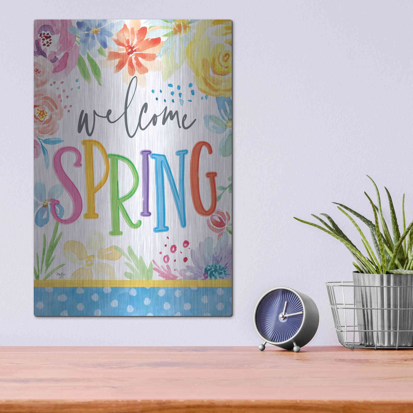 Luxe Metal Art 'Welcome Spring' by Mollie B, Metal Wall Art,12x16