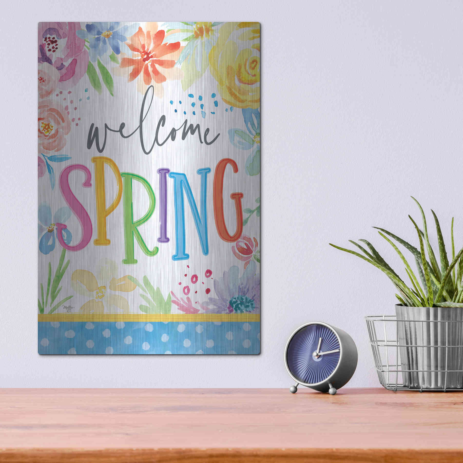 Luxe Metal Art 'Welcome Spring' by Mollie B, Metal Wall Art,12x16