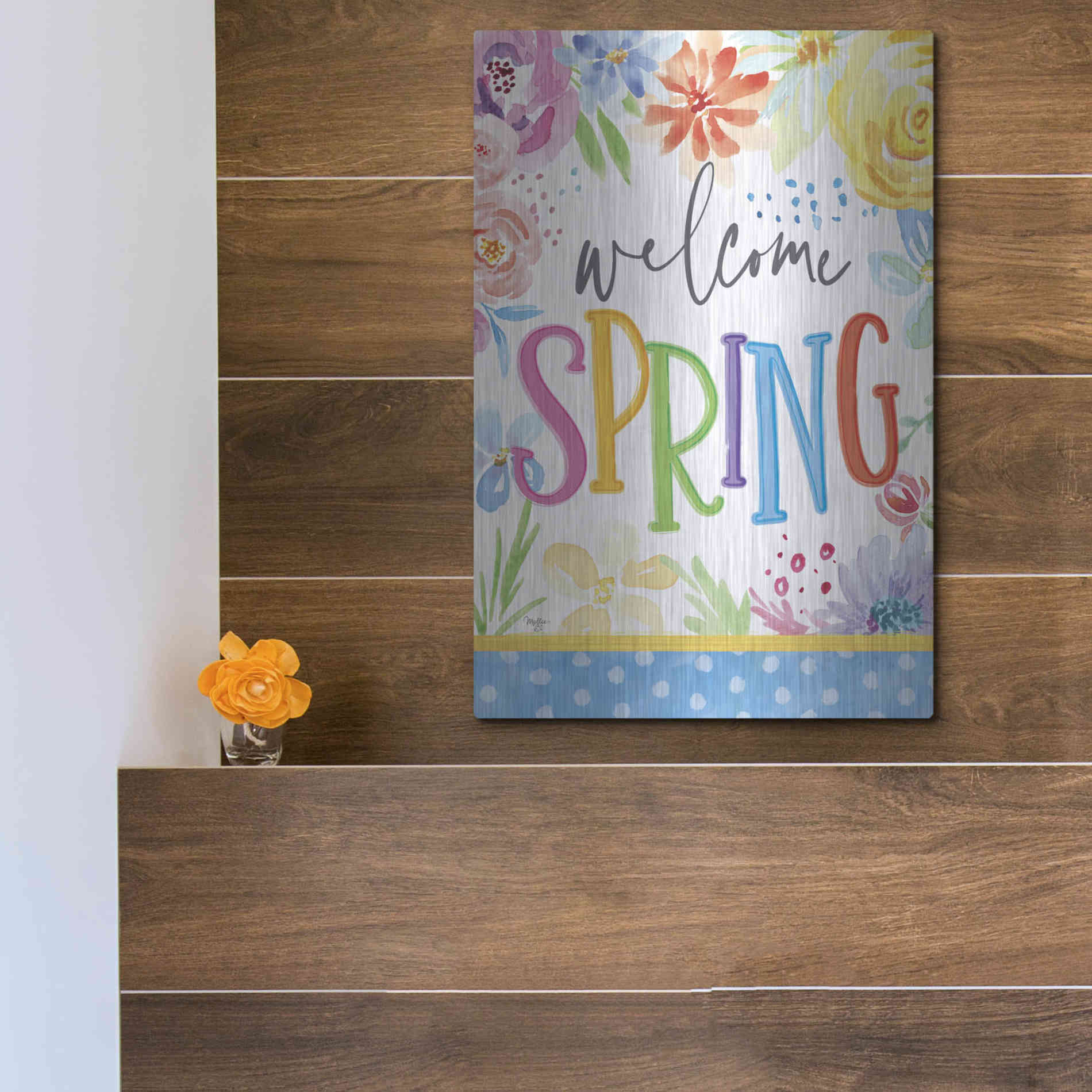 Luxe Metal Art 'Welcome Spring' by Mollie B, Metal Wall Art,12x16