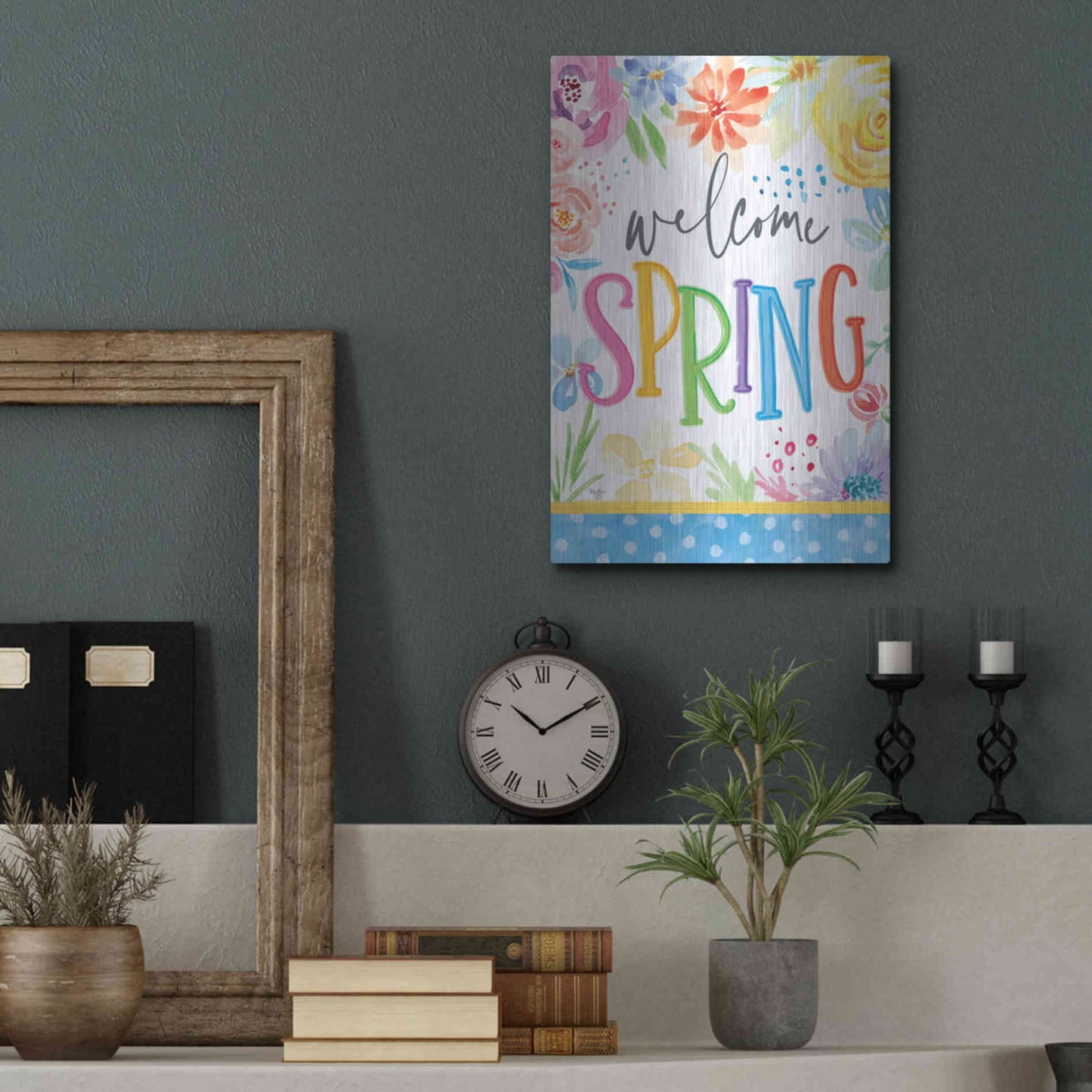 Luxe Metal Art 'Welcome Spring' by Mollie B, Metal Wall Art,12x16