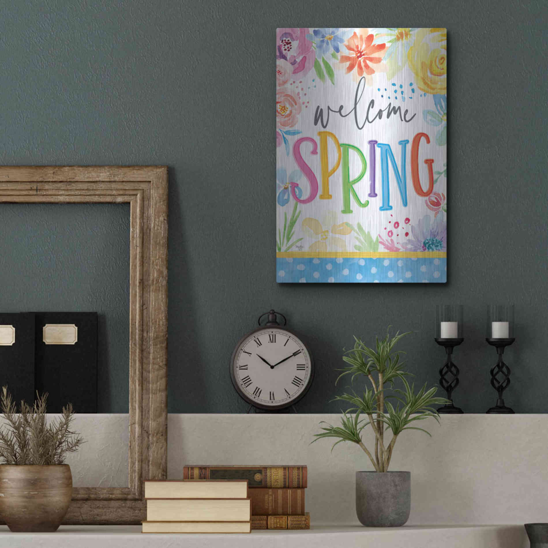 Luxe Metal Art 'Welcome Spring' by Mollie B, Metal Wall Art,12x16
