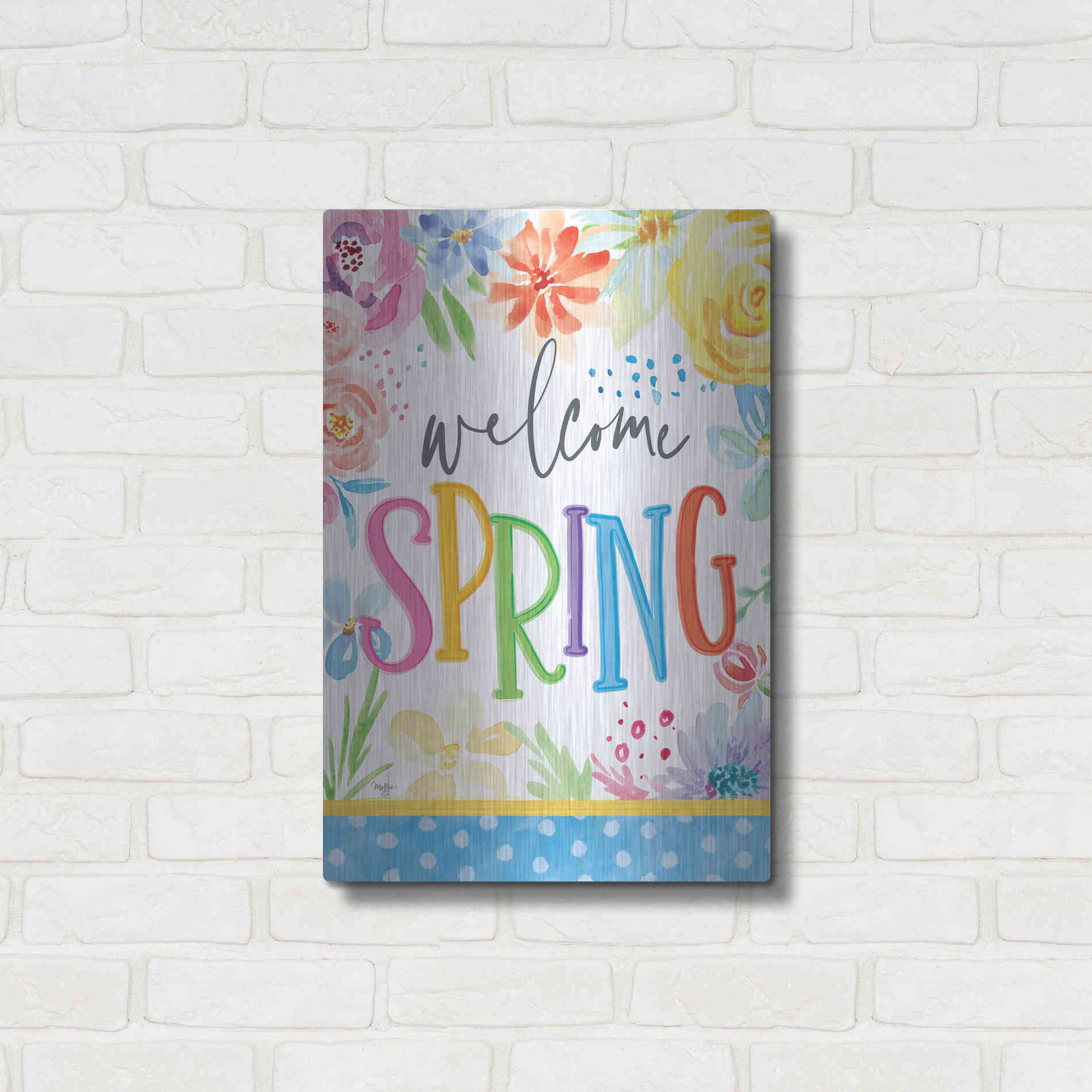 Luxe Metal Art 'Welcome Spring' by Mollie B, Metal Wall Art,16x24