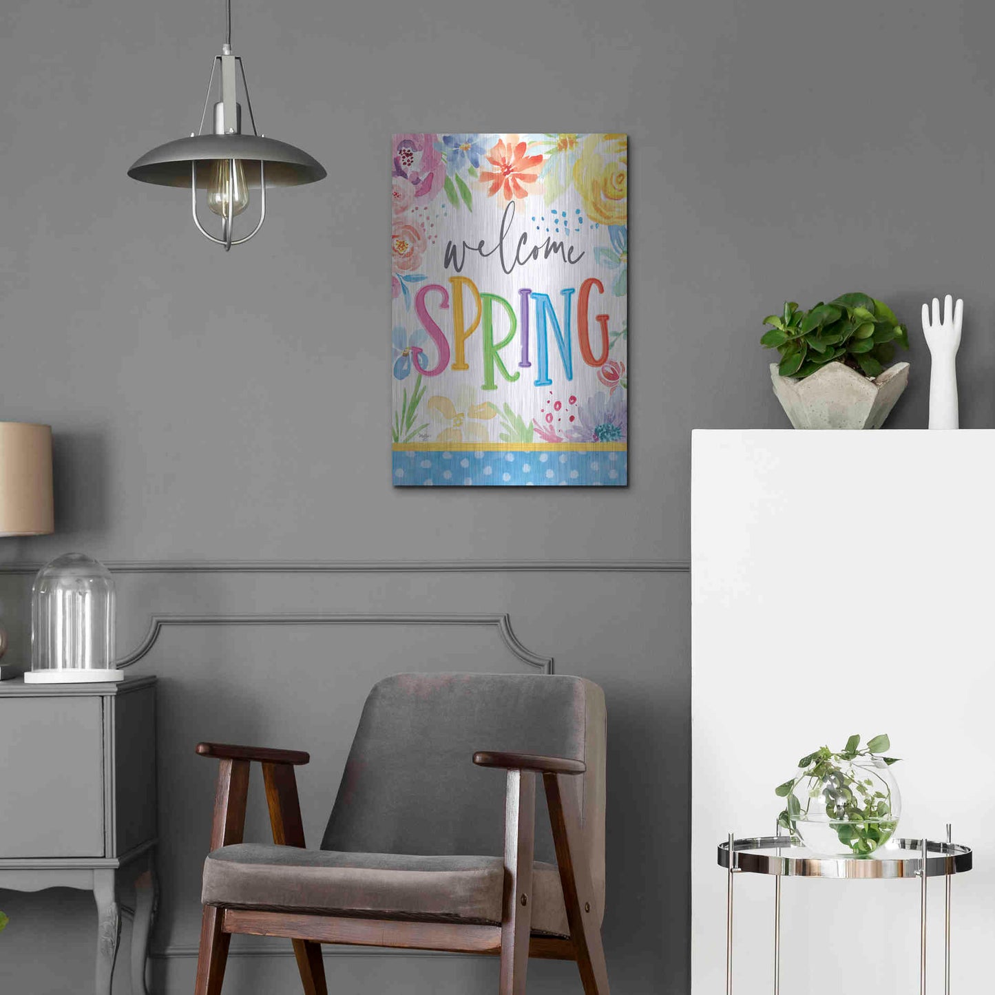 Luxe Metal Art 'Welcome Spring' by Mollie B, Metal Wall Art,16x24