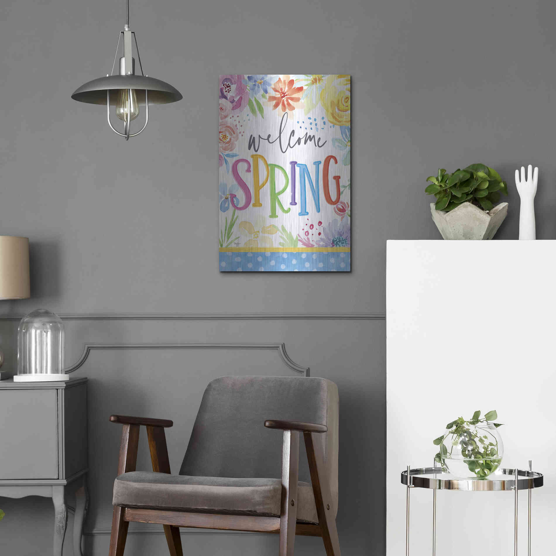 Luxe Metal Art 'Welcome Spring' by Mollie B, Metal Wall Art,16x24