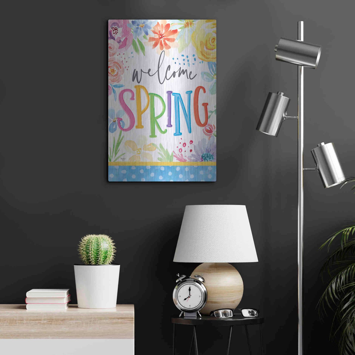 Luxe Metal Art 'Welcome Spring' by Mollie B, Metal Wall Art,16x24