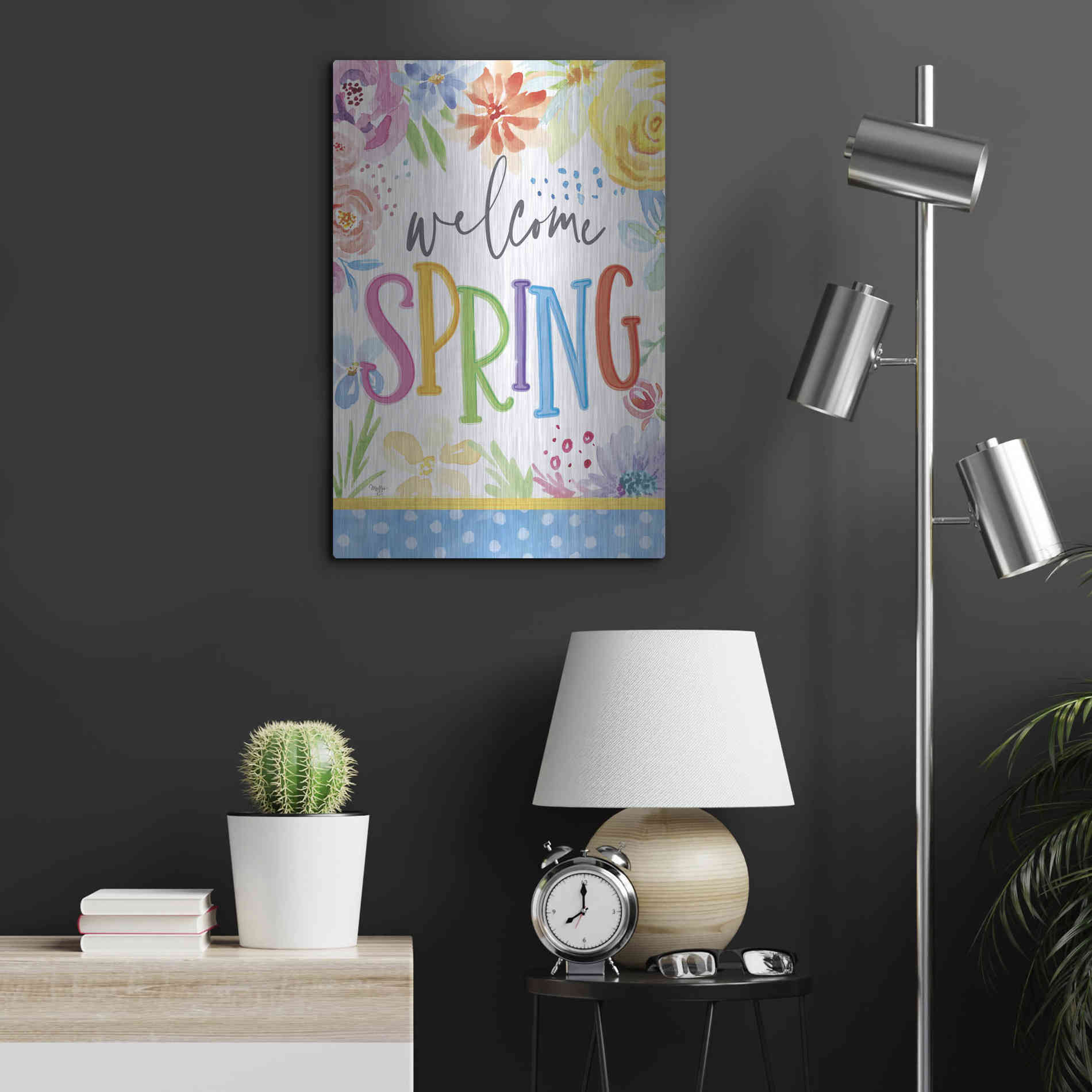 Luxe Metal Art 'Welcome Spring' by Mollie B, Metal Wall Art,16x24