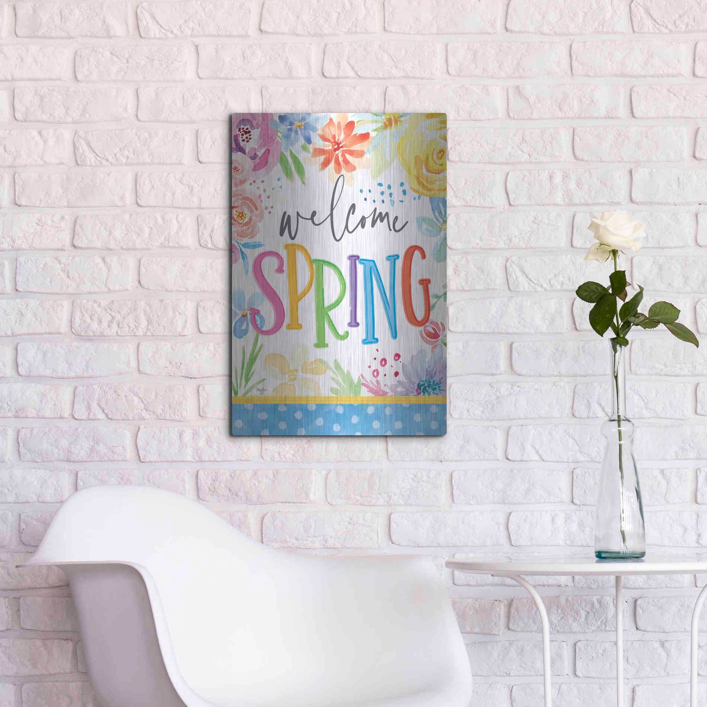 Luxe Metal Art 'Welcome Spring' by Mollie B, Metal Wall Art,16x24