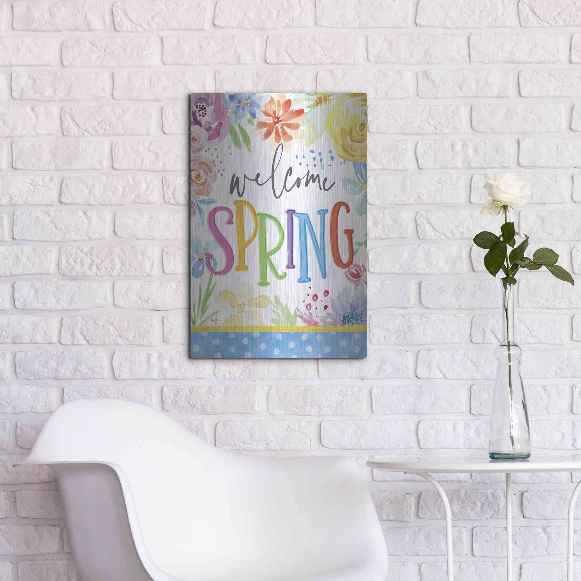 Luxe Metal Art 'Welcome Spring' by Mollie B, Metal Wall Art,16x24