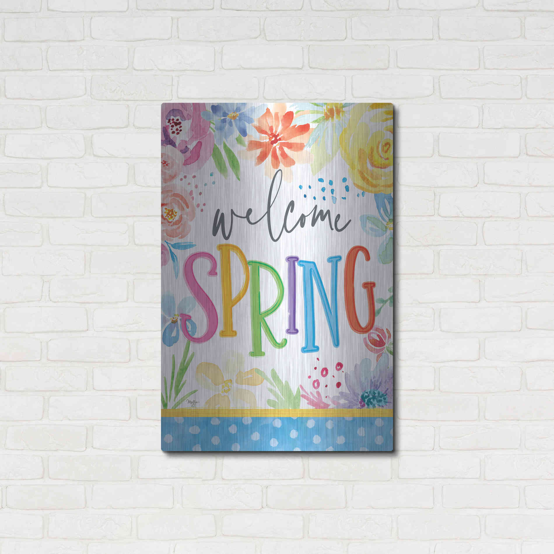 Luxe Metal Art 'Welcome Spring' by Mollie B, Metal Wall Art,24x36