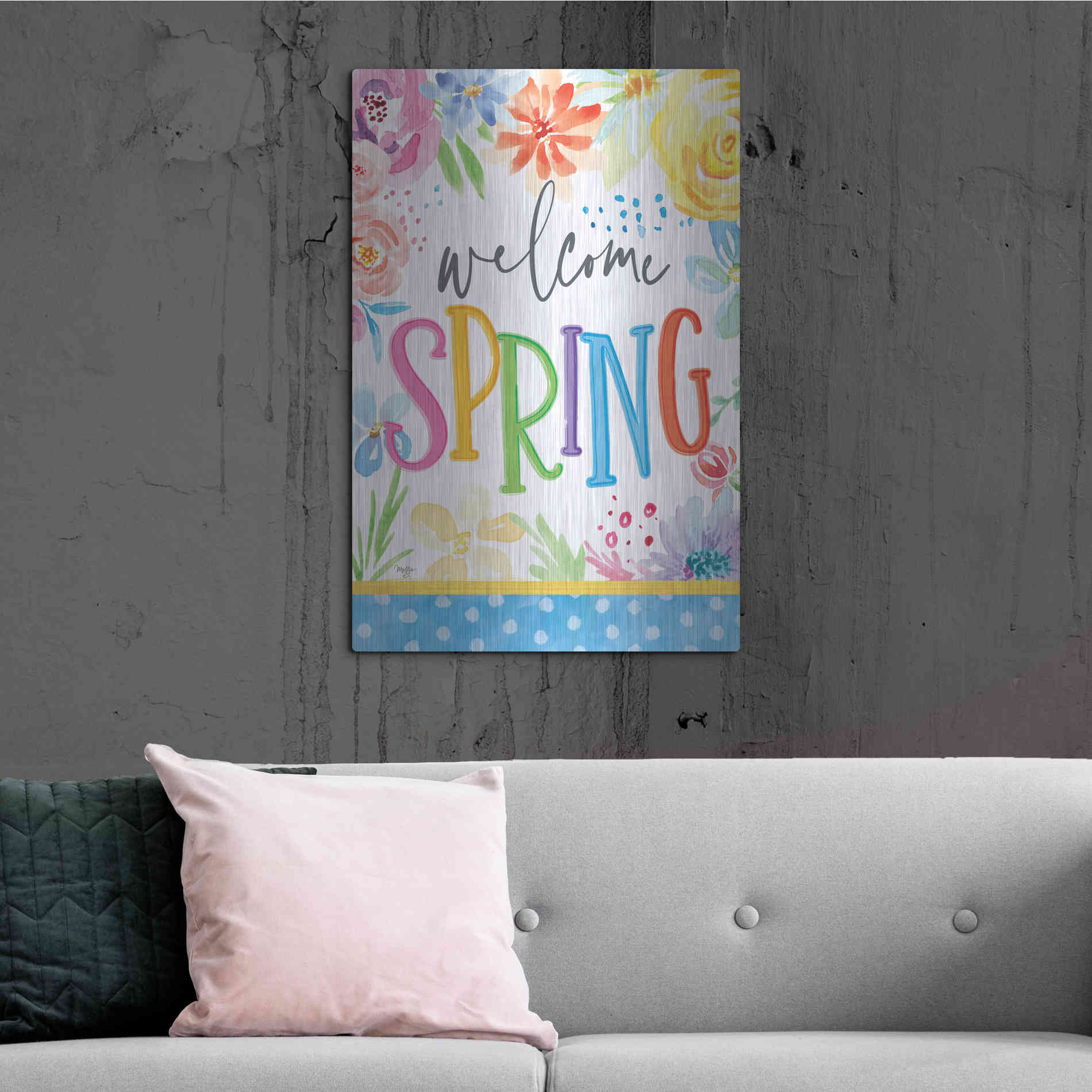 Luxe Metal Art 'Welcome Spring' by Mollie B, Metal Wall Art,24x36