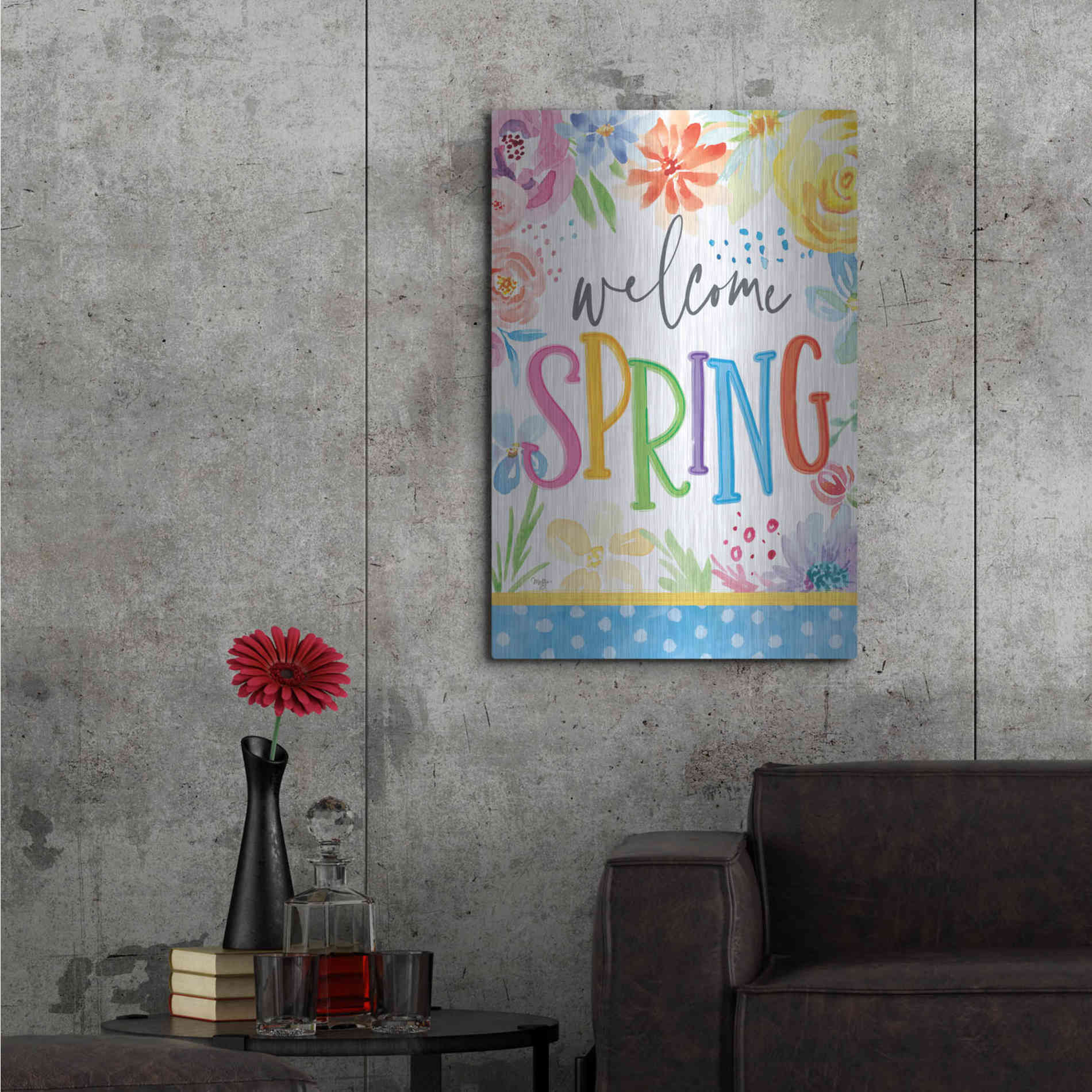 Luxe Metal Art 'Welcome Spring' by Mollie B, Metal Wall Art,24x36