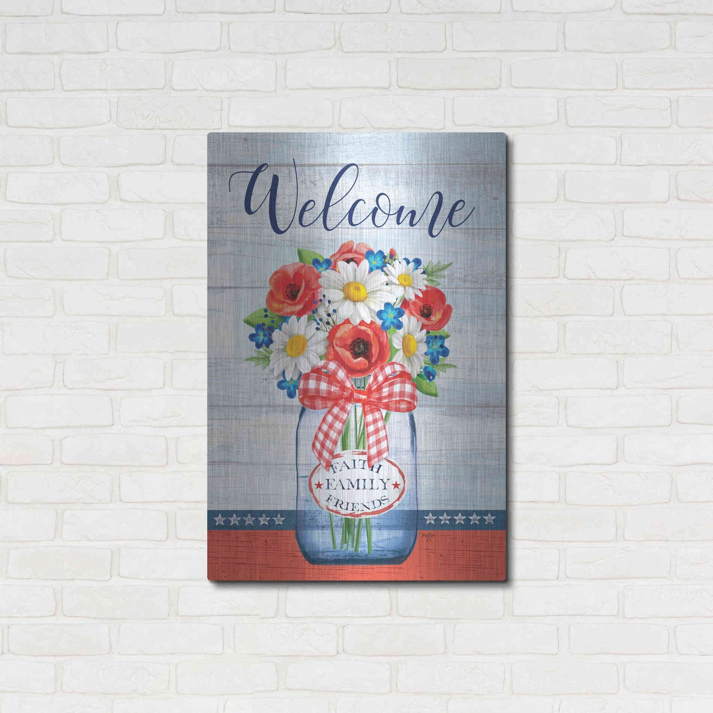 Luxe Metal Art 'Patriotic Glass Jar' by Mollie B, Metal Wall Art,24x36