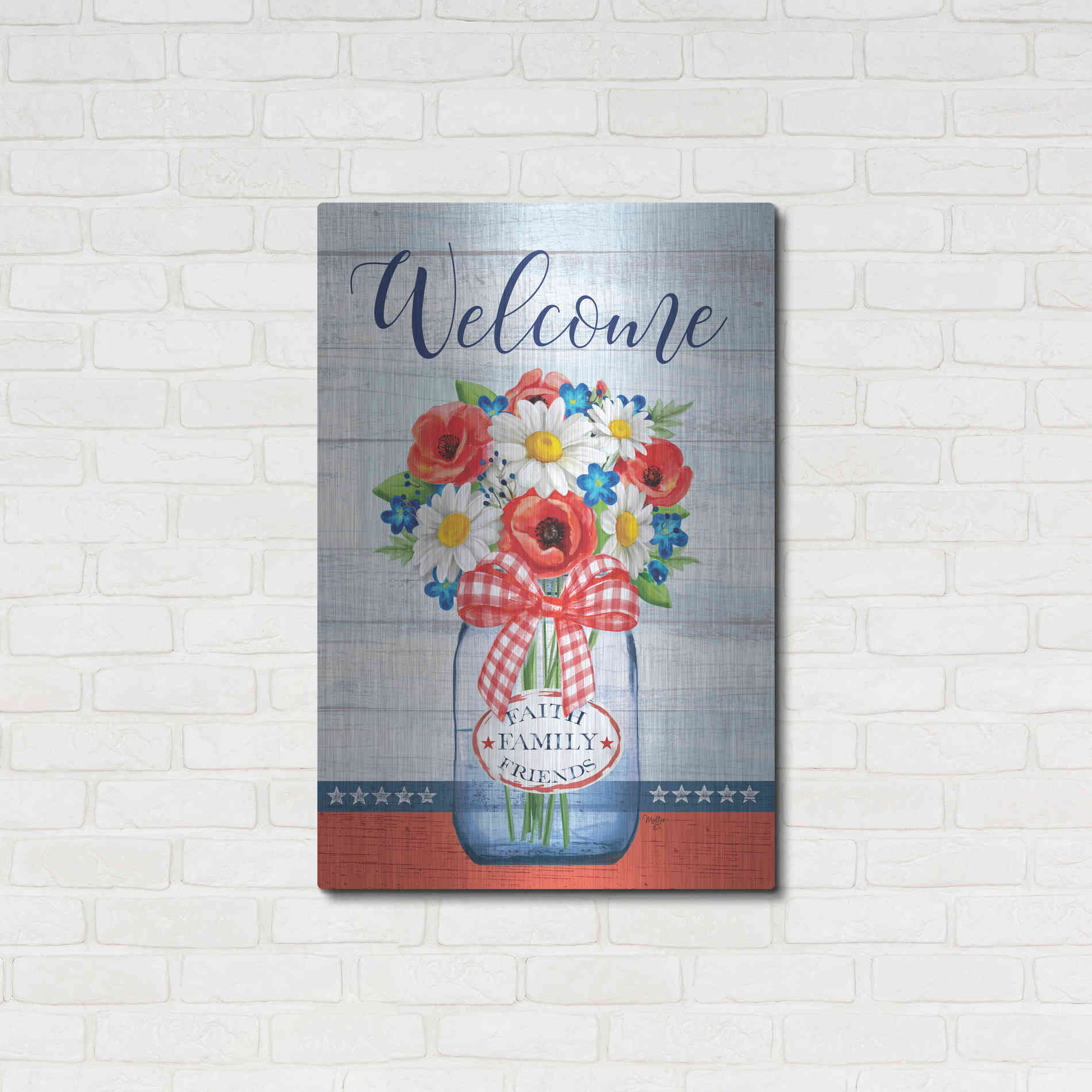 Luxe Metal Art 'Patriotic Glass Jar' by Mollie B, Metal Wall Art,24x36