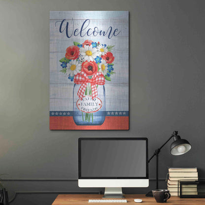 Luxe Metal Art 'Patriotic Glass Jar' by Mollie B, Metal Wall Art,24x36