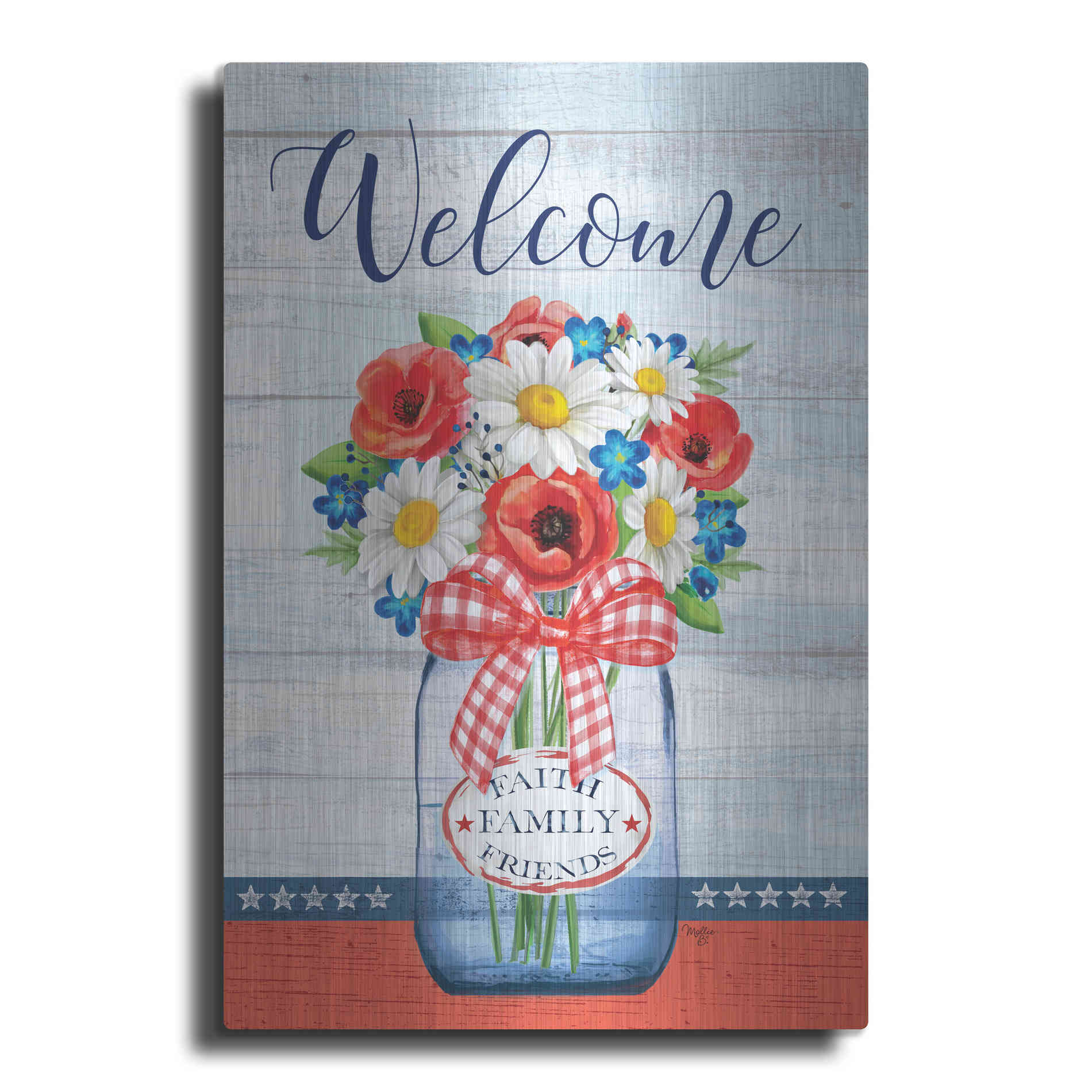 Luxe Metal Art 'Patriotic Glass Jar' by Mollie B, Metal Wall Art