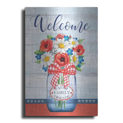 Luxe Metal Art 'Patriotic Glass Jar' by Mollie B, Metal Wall Art