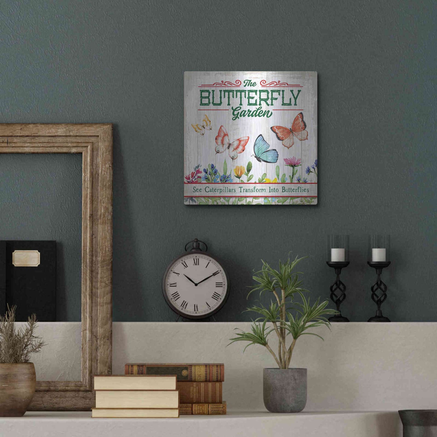 Luxe Metal Art 'Butterly Farm' by Mollie B, Metal Wall Art,12x12