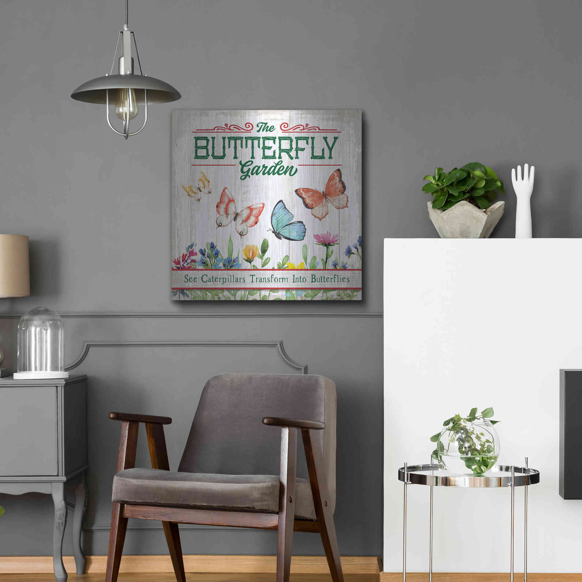 Luxe Metal Art 'Butterly Farm' by Mollie B, Metal Wall Art,24x24