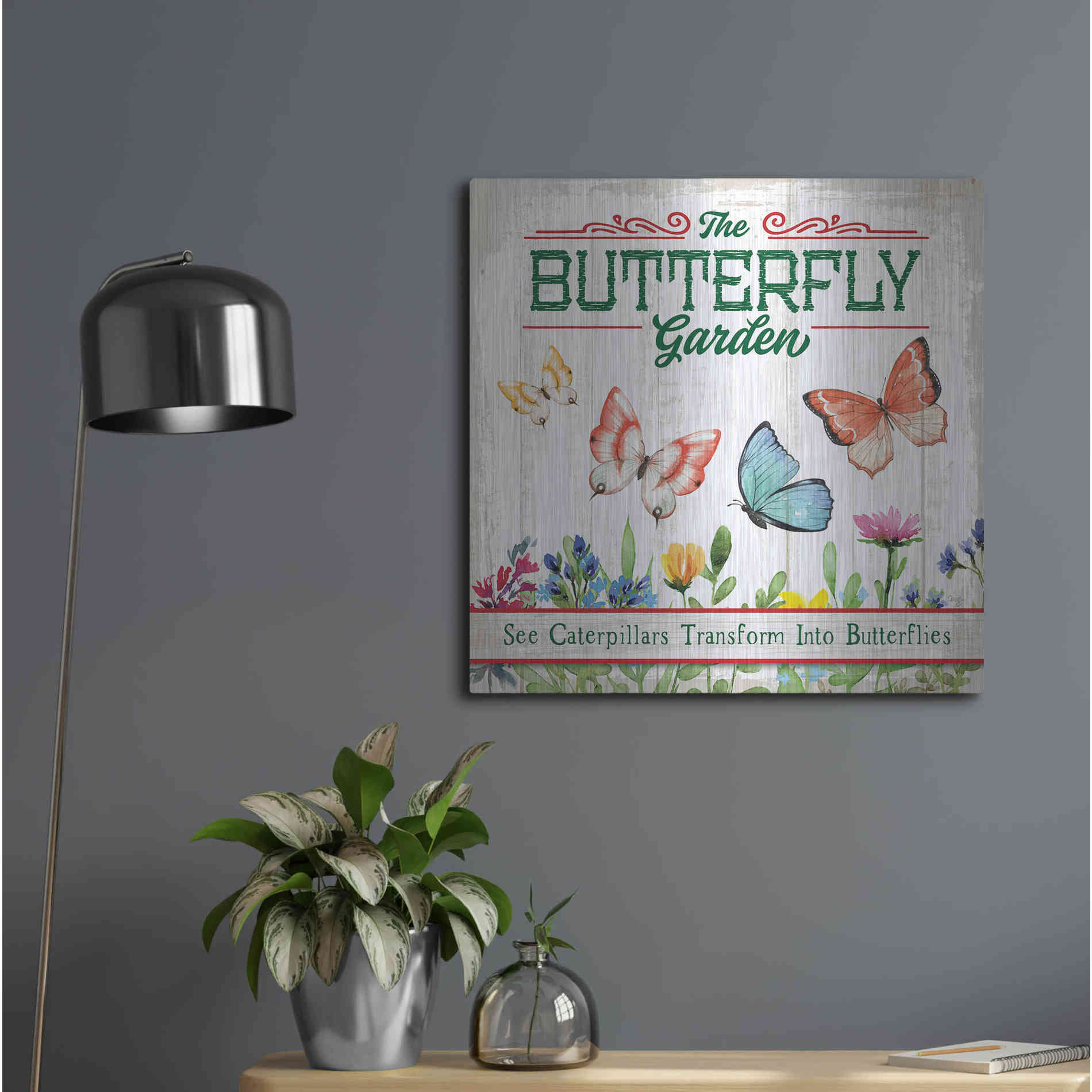 Luxe Metal Art 'Butterly Farm' by Mollie B, Metal Wall Art,24x24