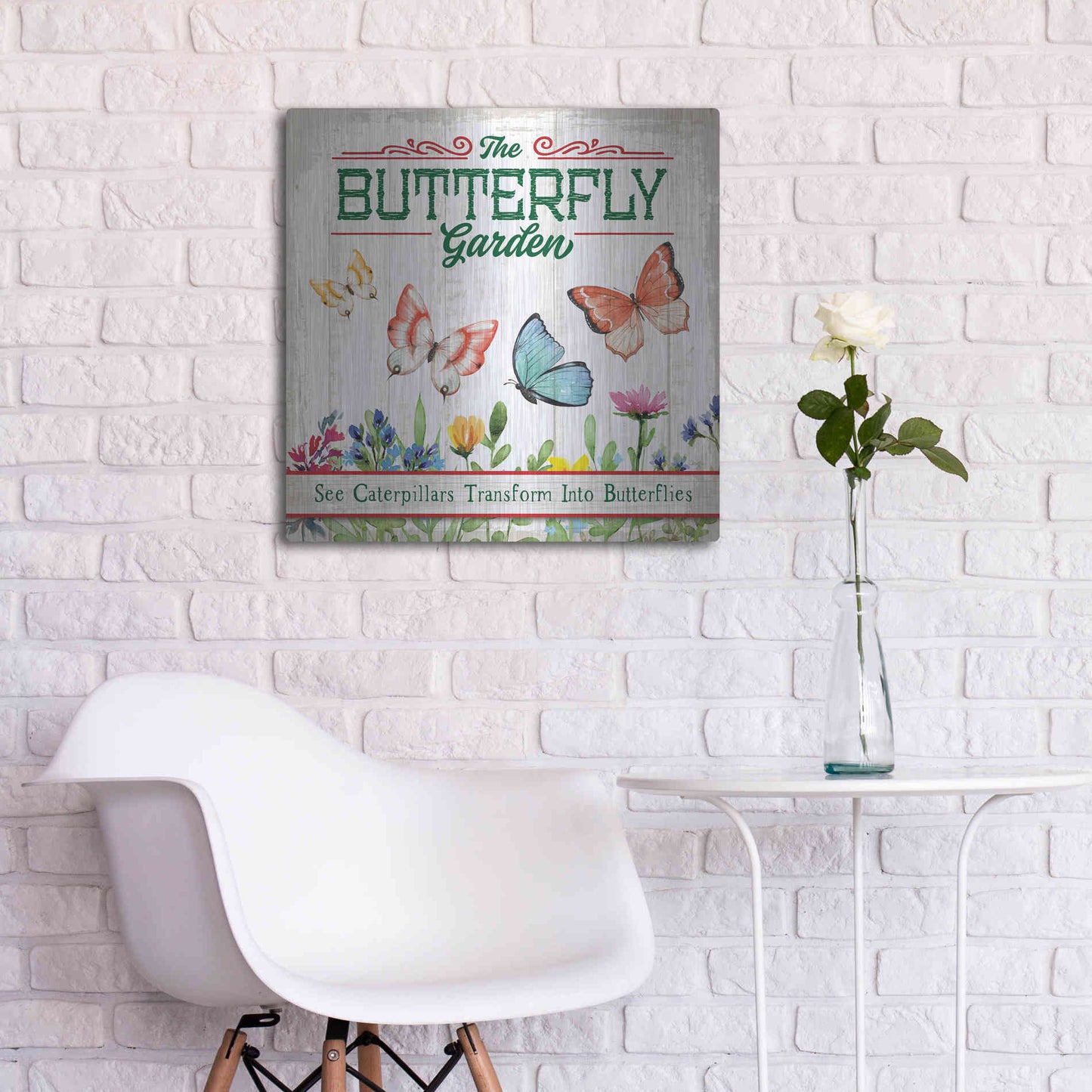 Luxe Metal Art 'Butterly Farm' by Mollie B, Metal Wall Art,24x24