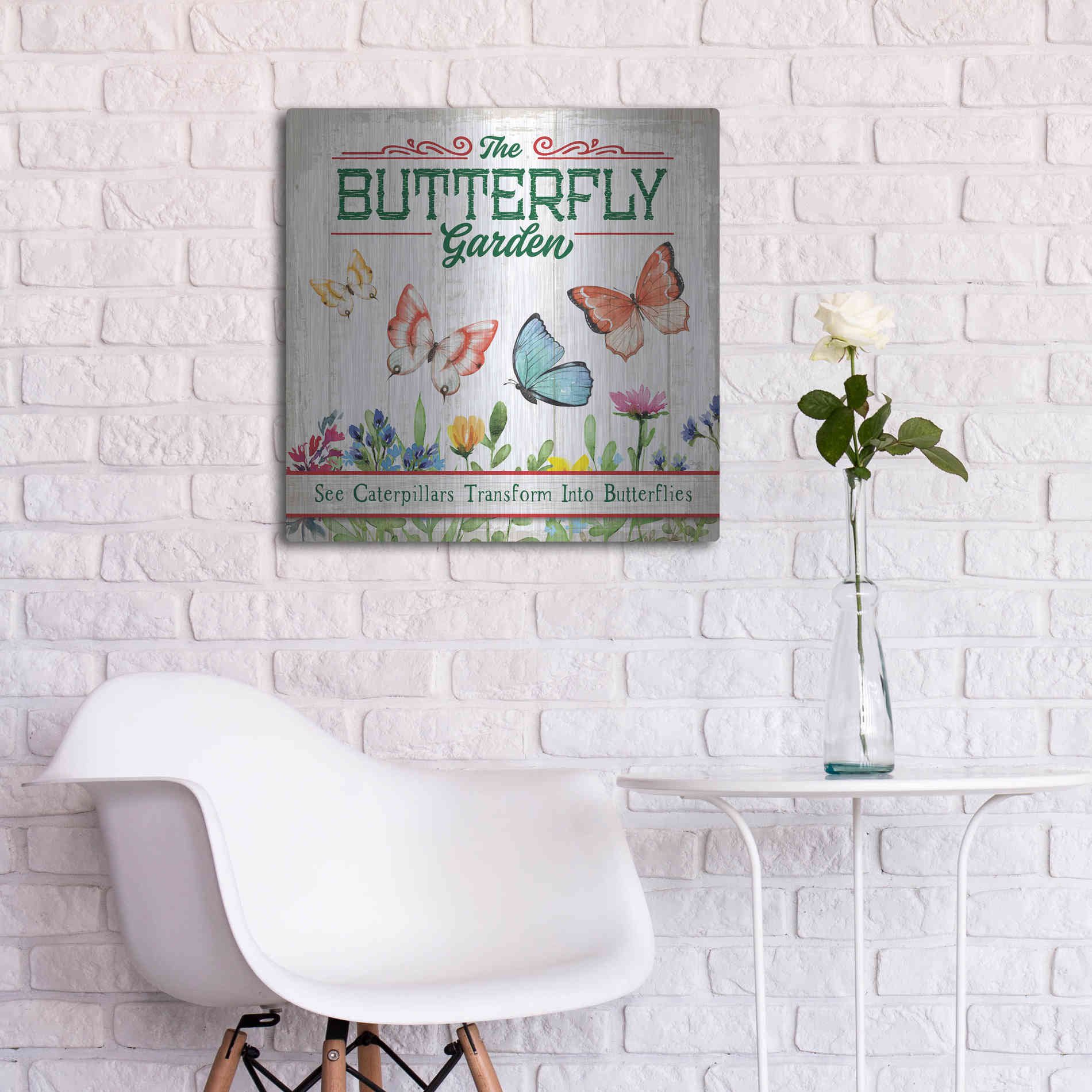 Luxe Metal Art 'Butterly Farm' by Mollie B, Metal Wall Art,24x24