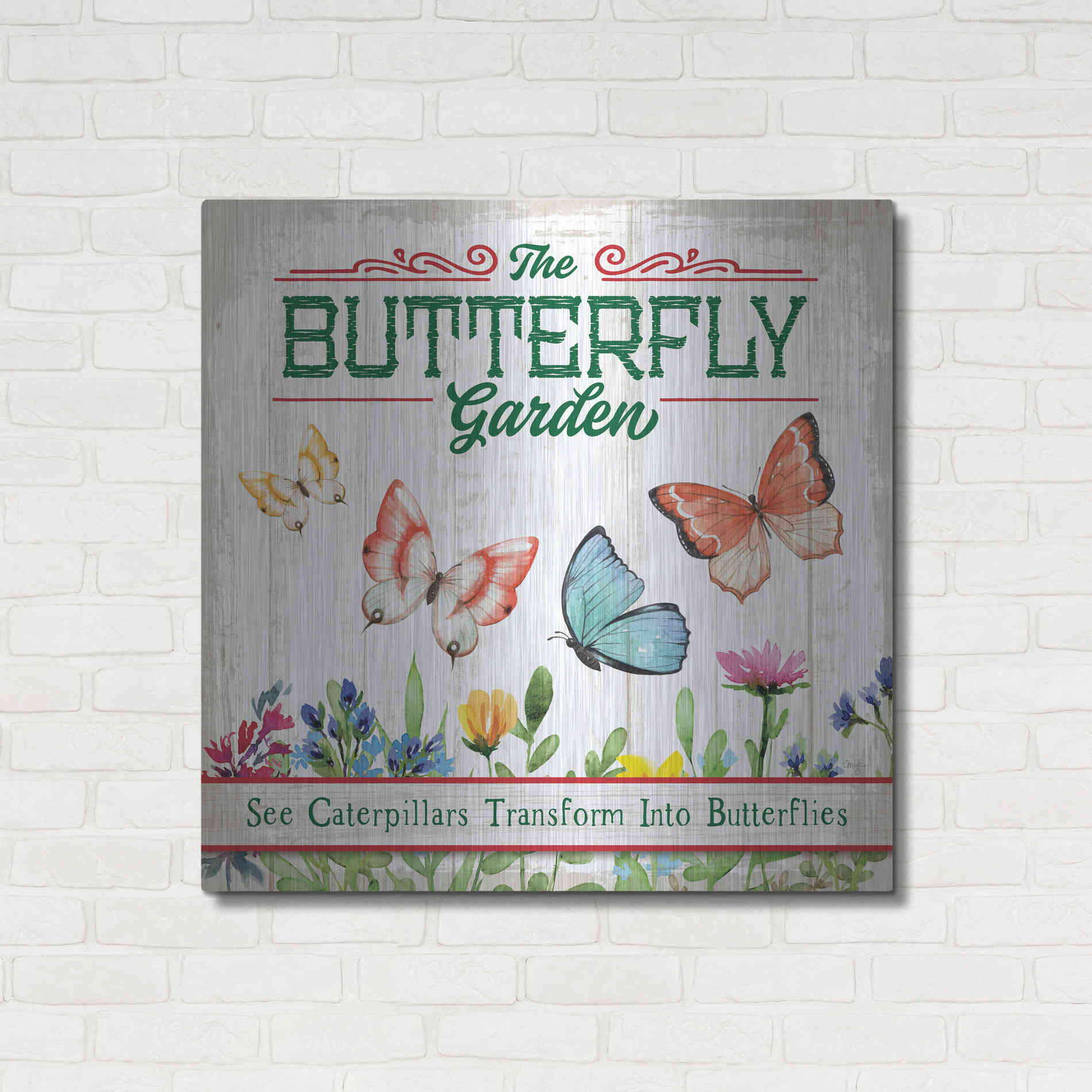 Luxe Metal Art 'Butterly Farm' by Mollie B, Metal Wall Art,36x36
