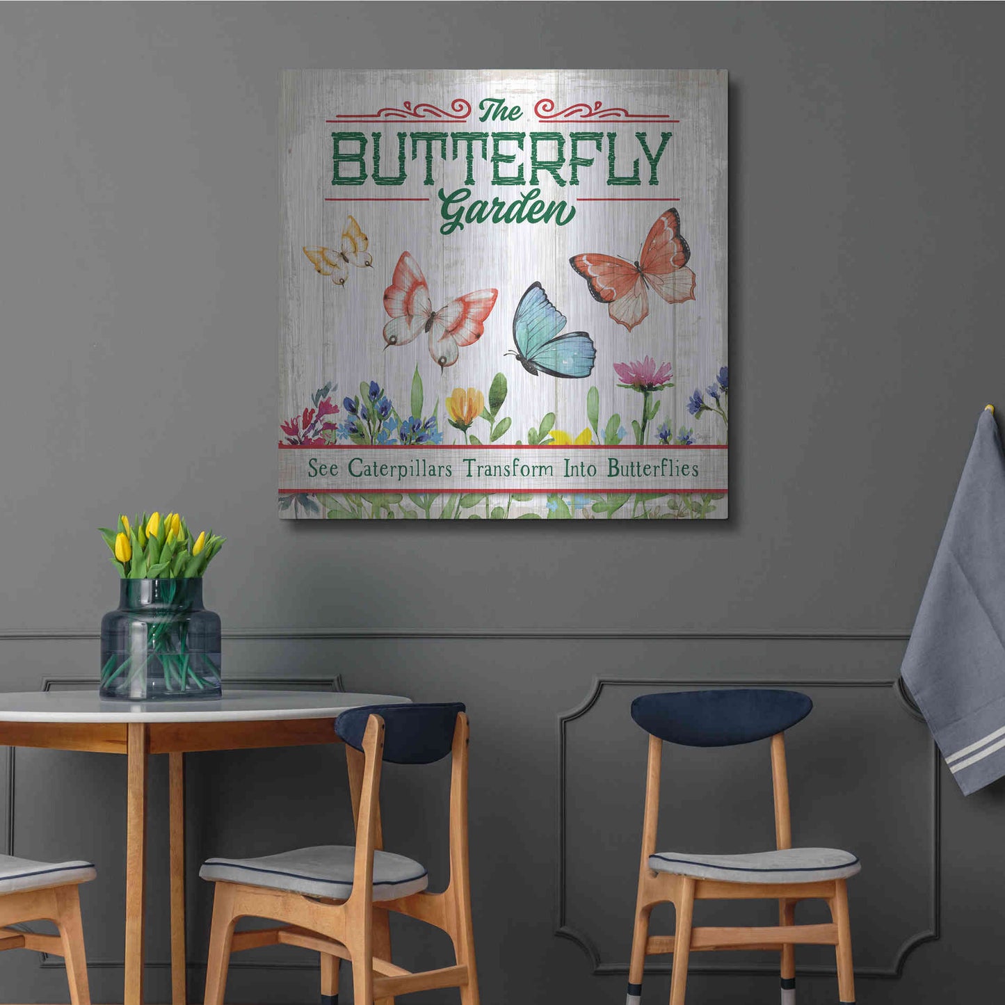 Luxe Metal Art 'Butterly Farm' by Mollie B, Metal Wall Art,36x36