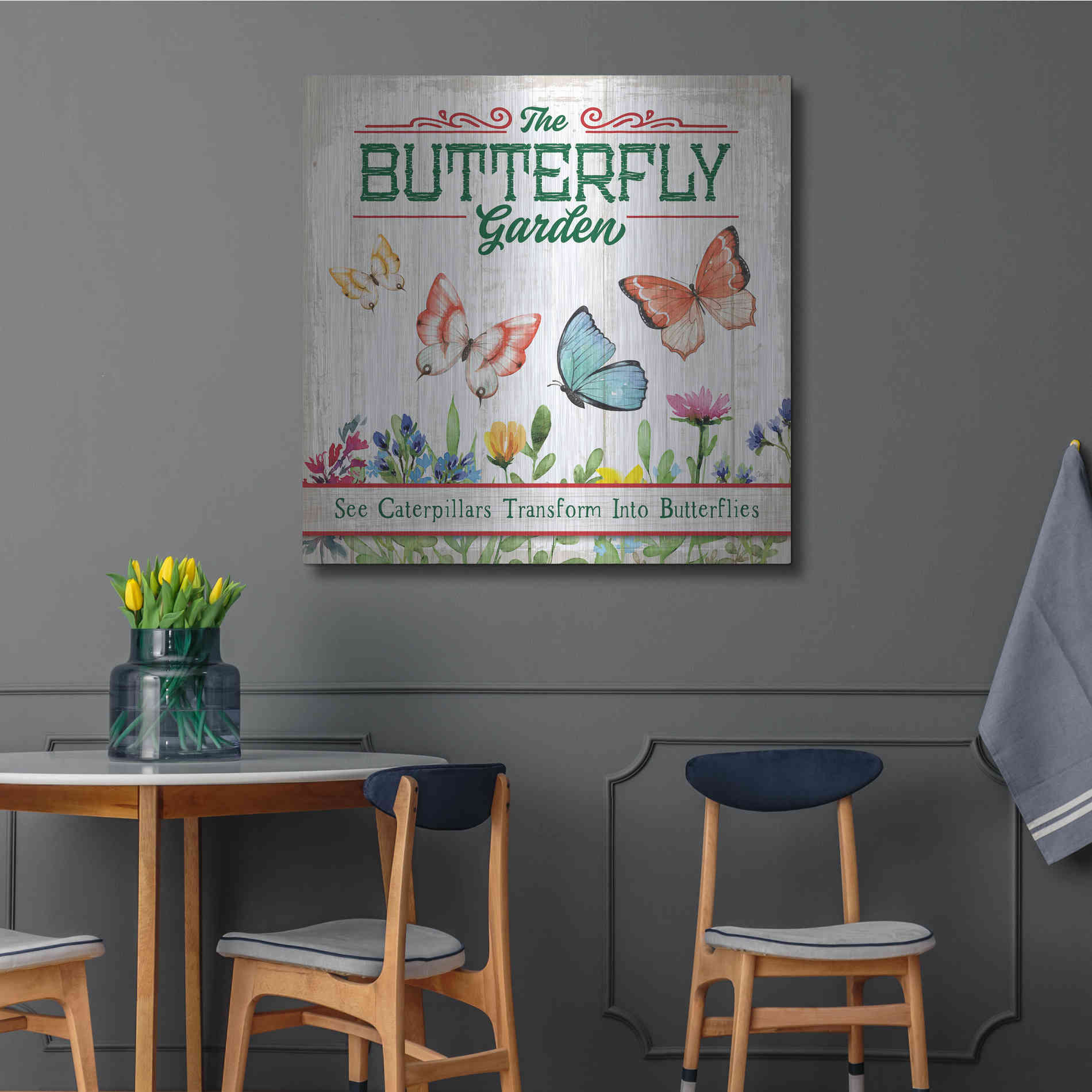 Luxe Metal Art 'Butterly Farm' by Mollie B, Metal Wall Art,36x36