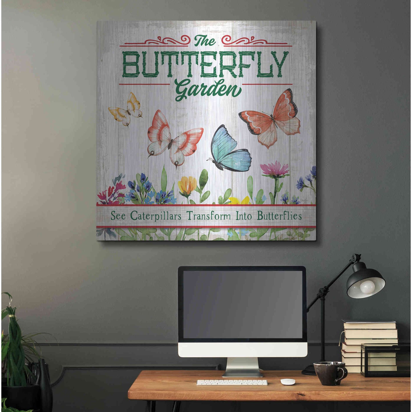 Luxe Metal Art 'Butterly Farm' by Mollie B, Metal Wall Art,36x36
