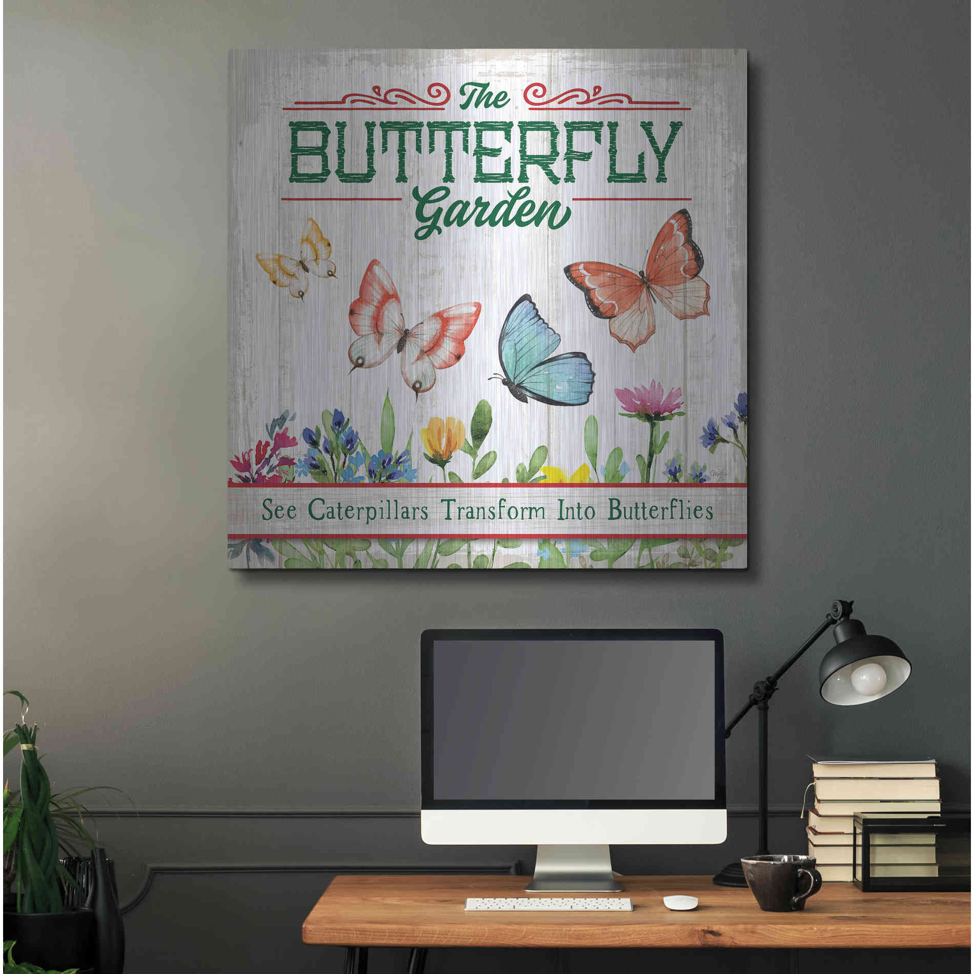 Luxe Metal Art 'Butterly Farm' by Mollie B, Metal Wall Art,36x36