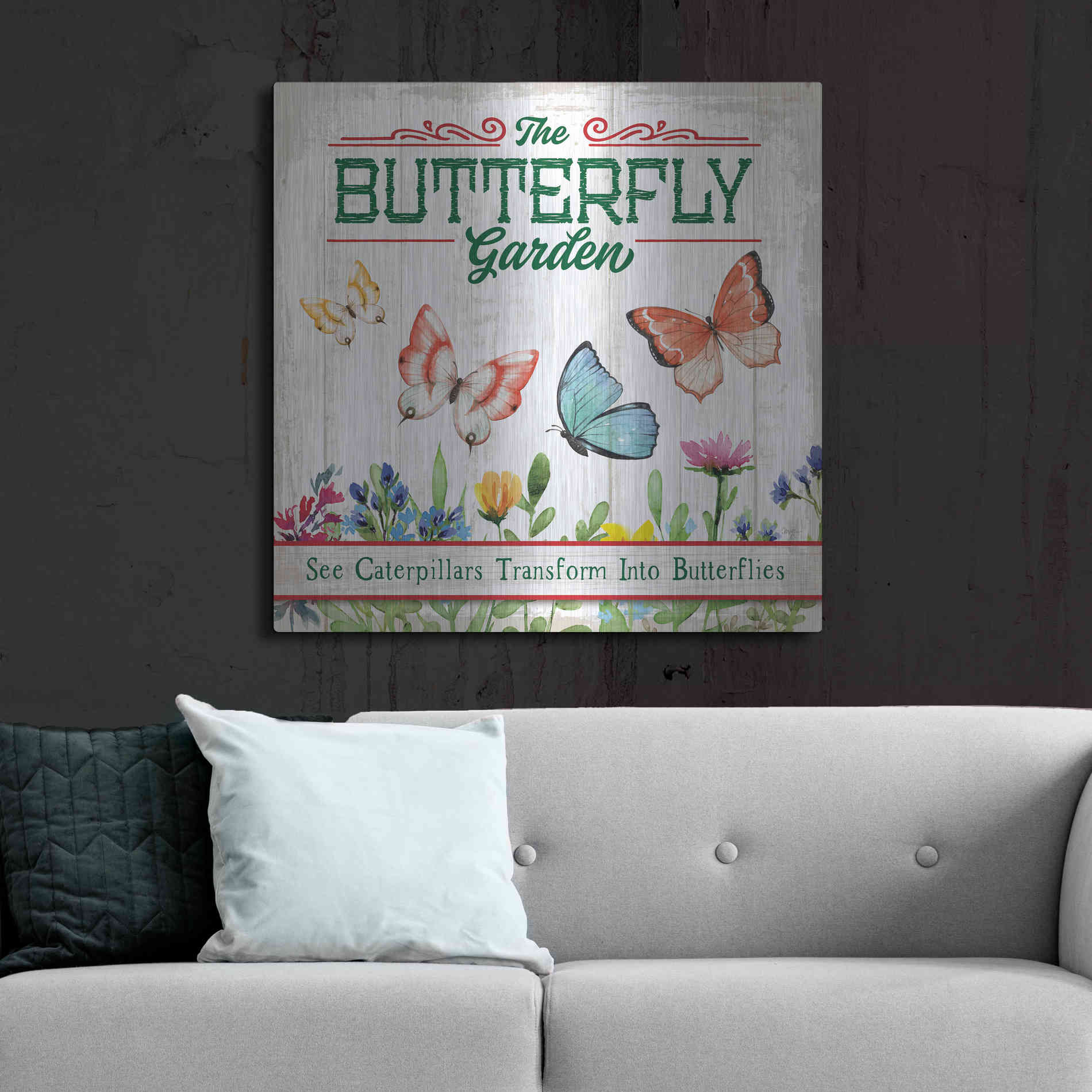 Luxe Metal Art 'Butterly Farm' by Mollie B, Metal Wall Art,36x36