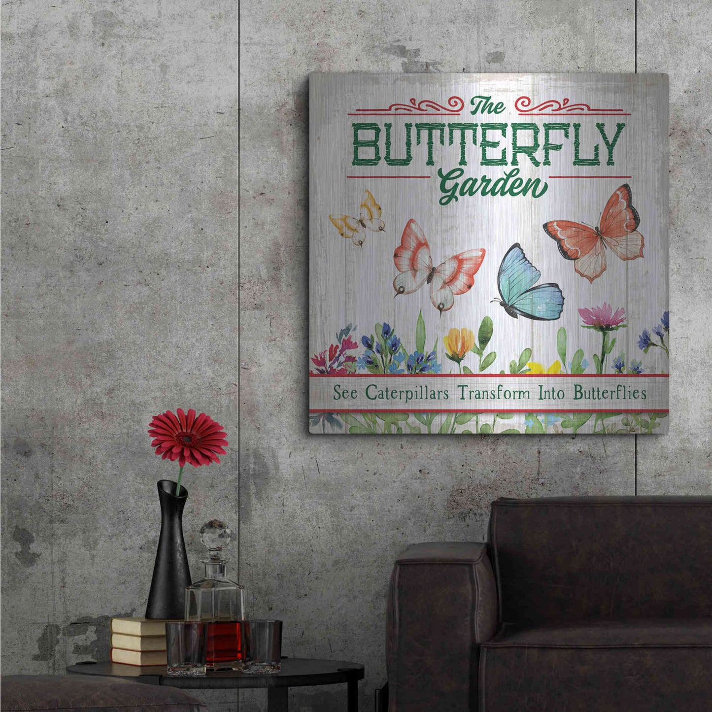 Luxe Metal Art 'Butterly Farm' by Mollie B, Metal Wall Art,36x36