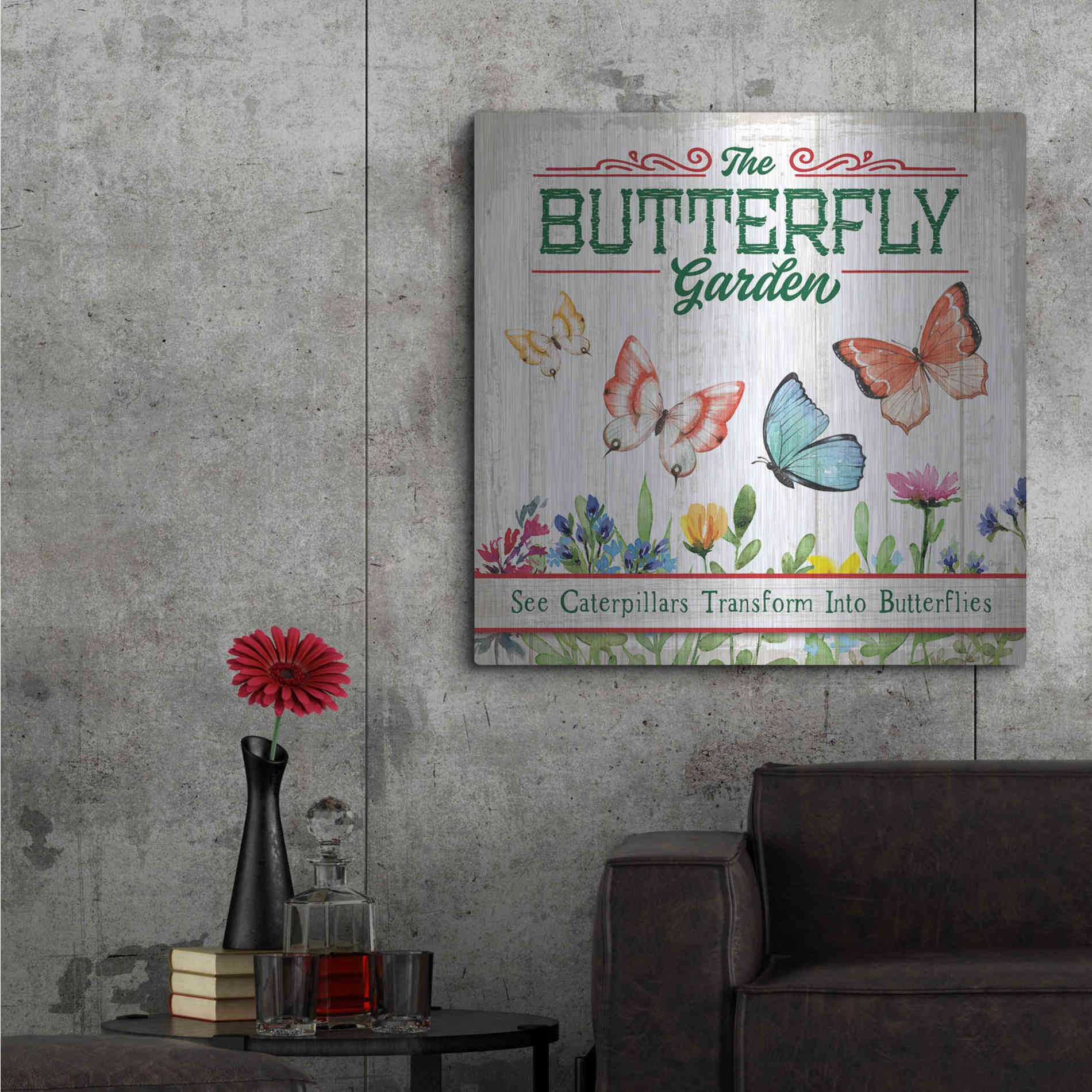 Luxe Metal Art 'Butterly Farm' by Mollie B, Metal Wall Art,36x36