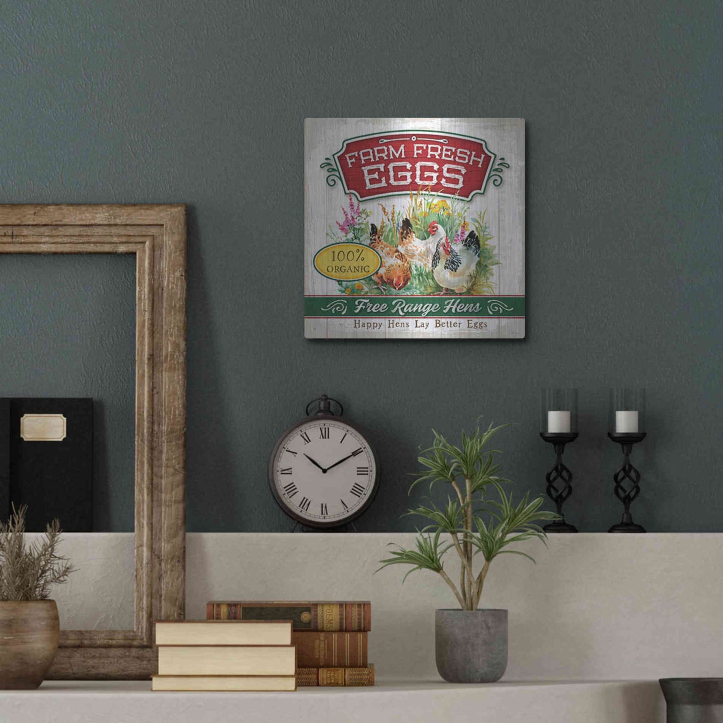 Luxe Metal Art 'Fresh Eggs' by Mollie B, Metal Wall Art,12x12