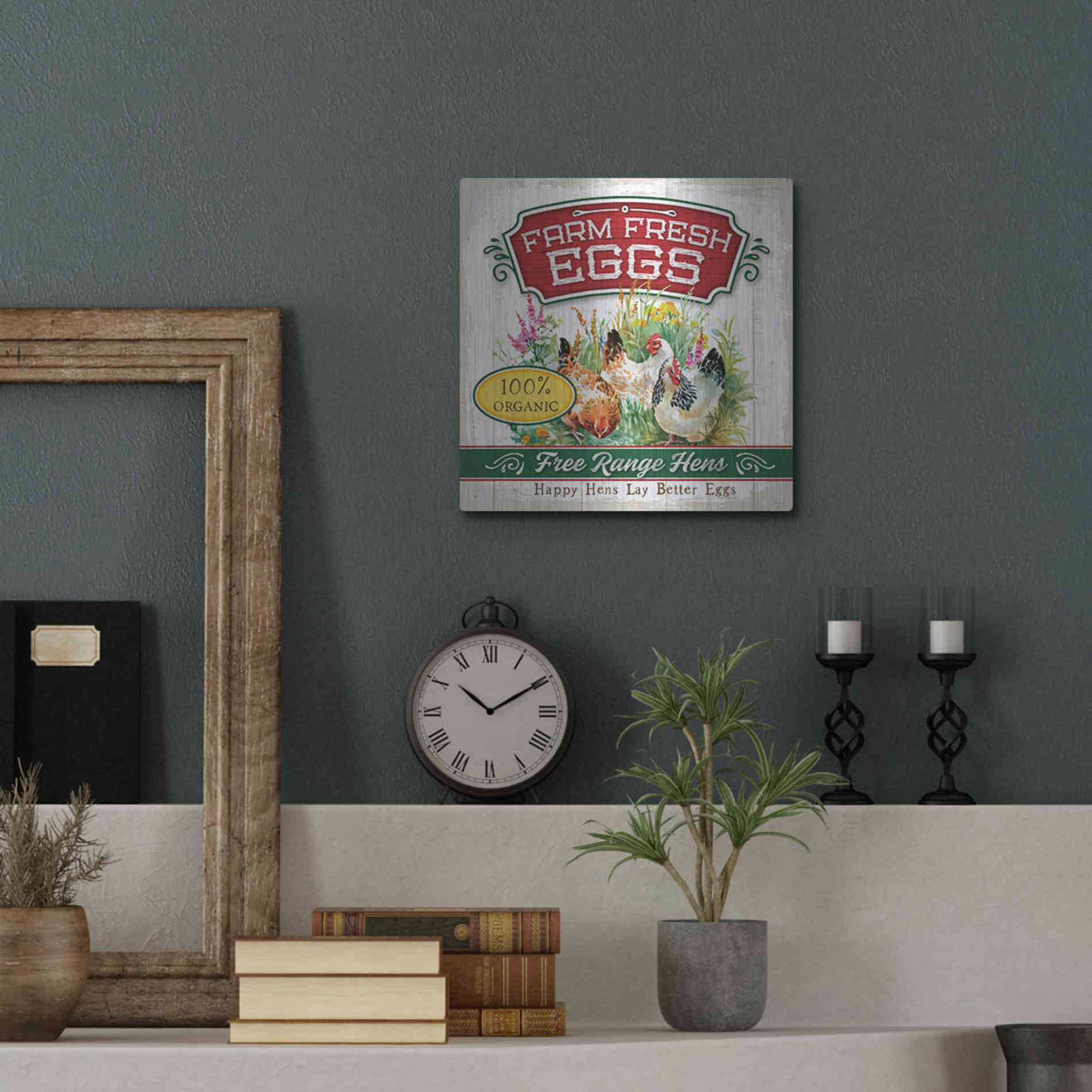 Luxe Metal Art 'Fresh Eggs' by Mollie B, Metal Wall Art,12x12