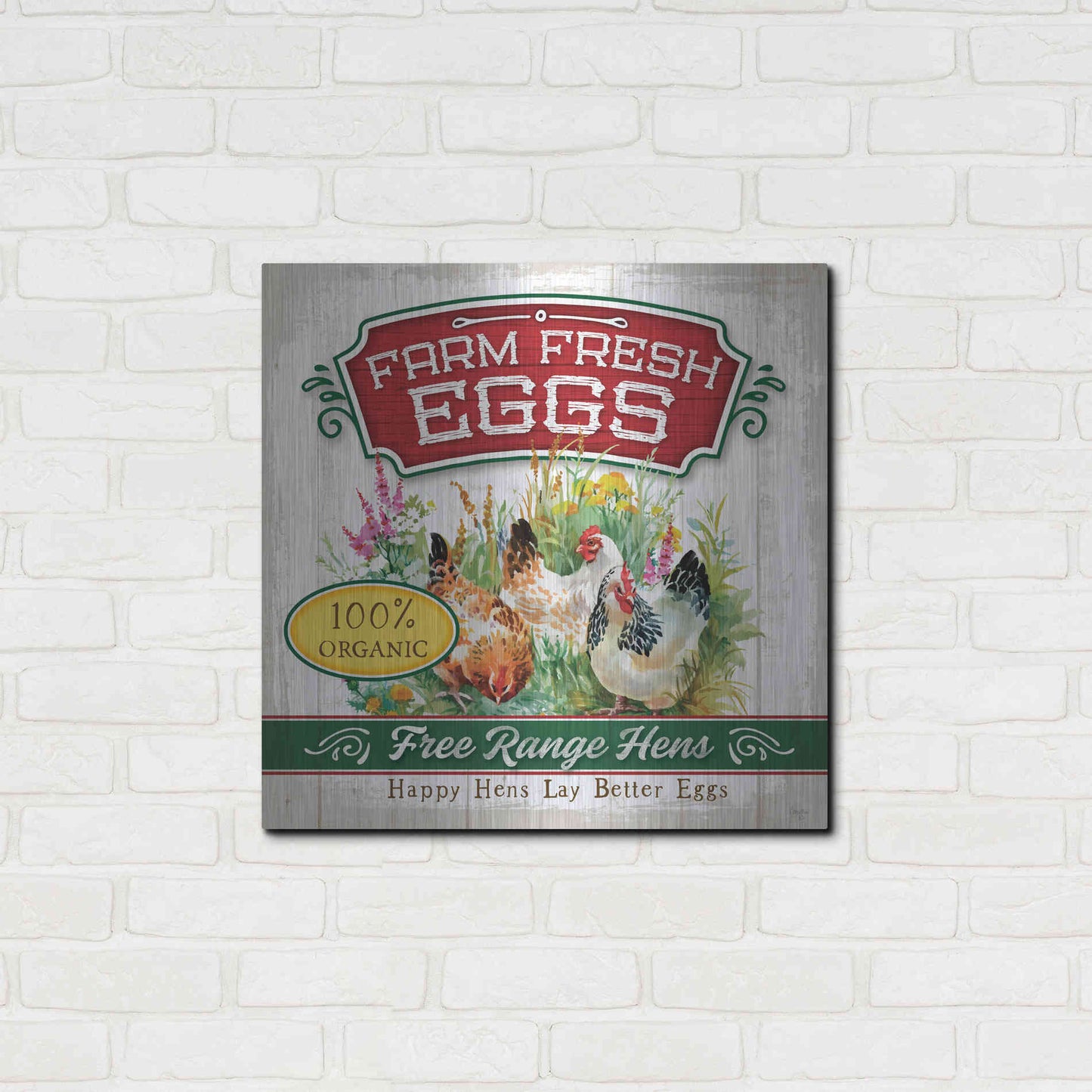 Luxe Metal Art 'Fresh Eggs' by Mollie B, Metal Wall Art,24x24