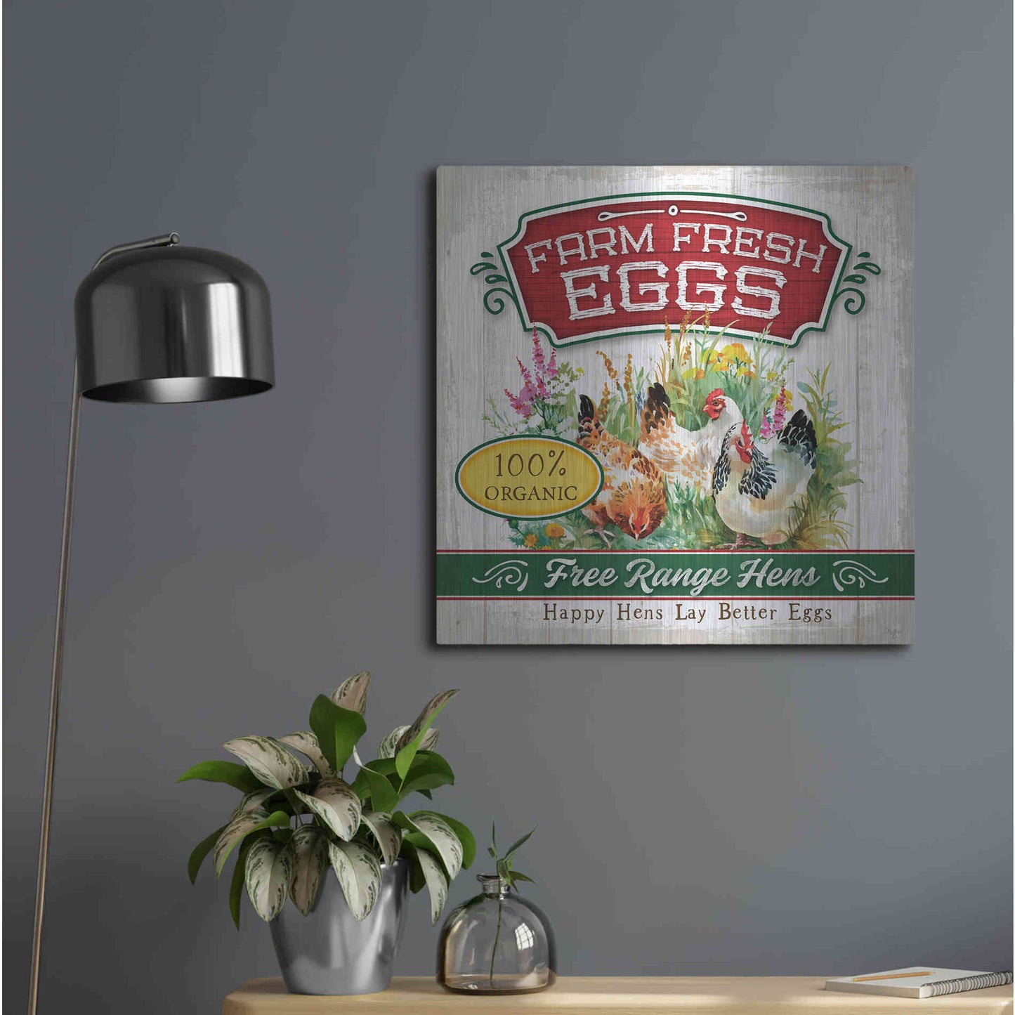 Luxe Metal Art 'Fresh Eggs' by Mollie B, Metal Wall Art,24x24