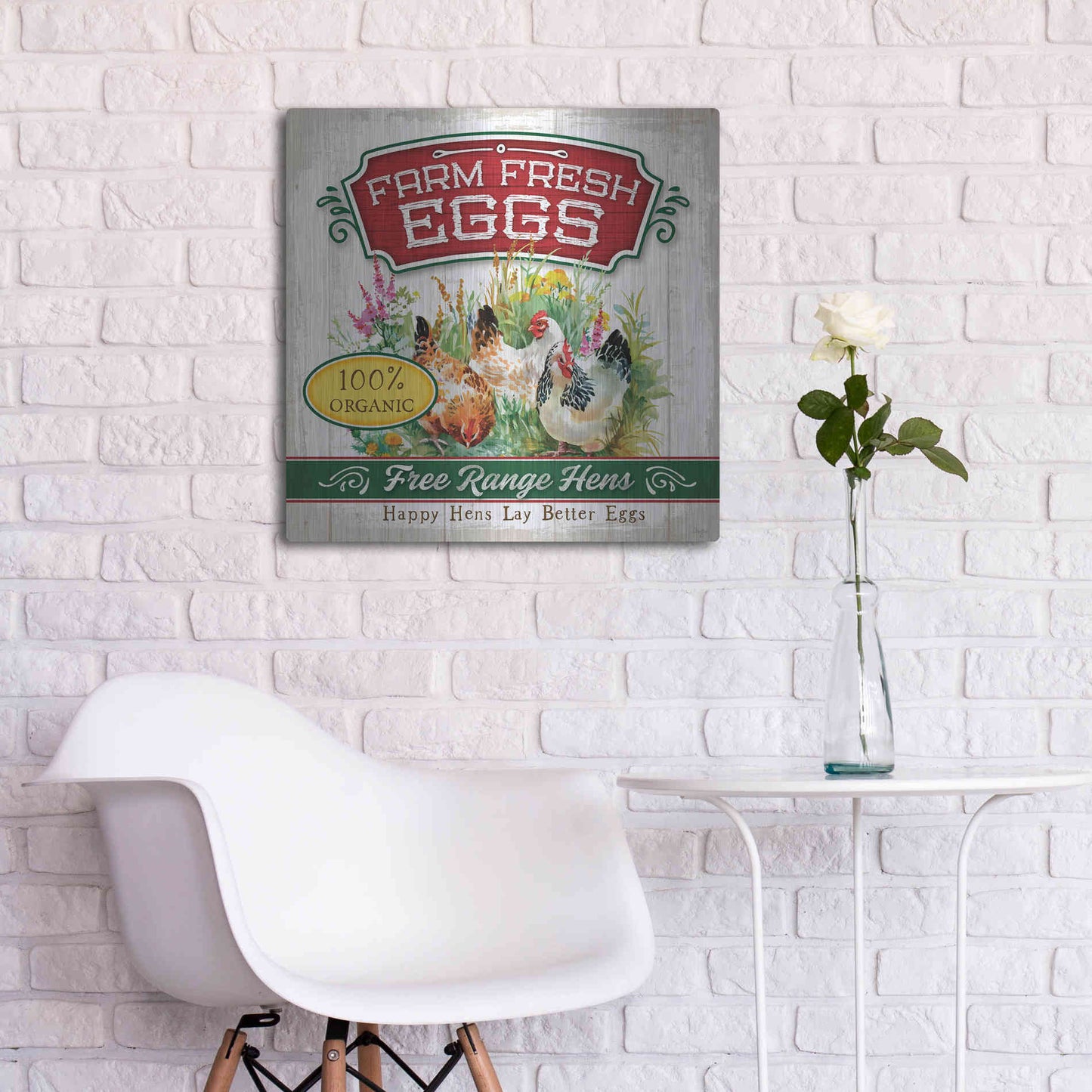 Luxe Metal Art 'Fresh Eggs' by Mollie B, Metal Wall Art,24x24