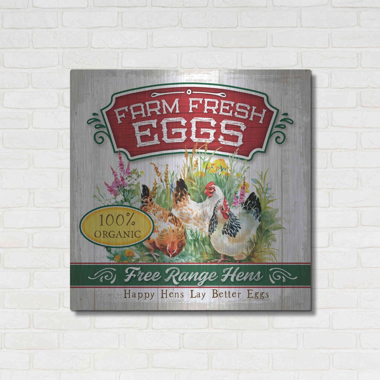 Luxe Metal Art 'Fresh Eggs' by Mollie B, Metal Wall Art,36x36