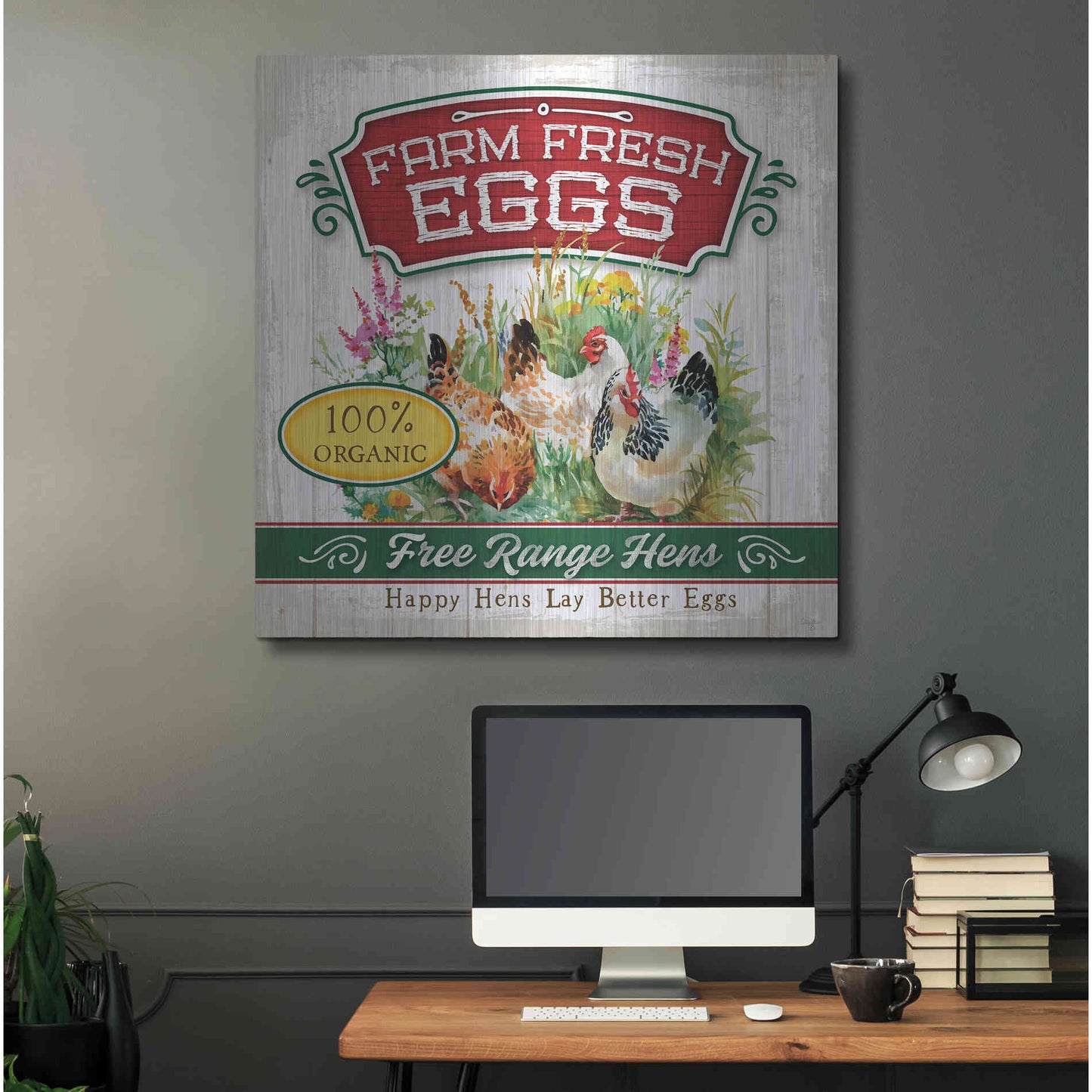 Luxe Metal Art 'Fresh Eggs' by Mollie B, Metal Wall Art,36x36