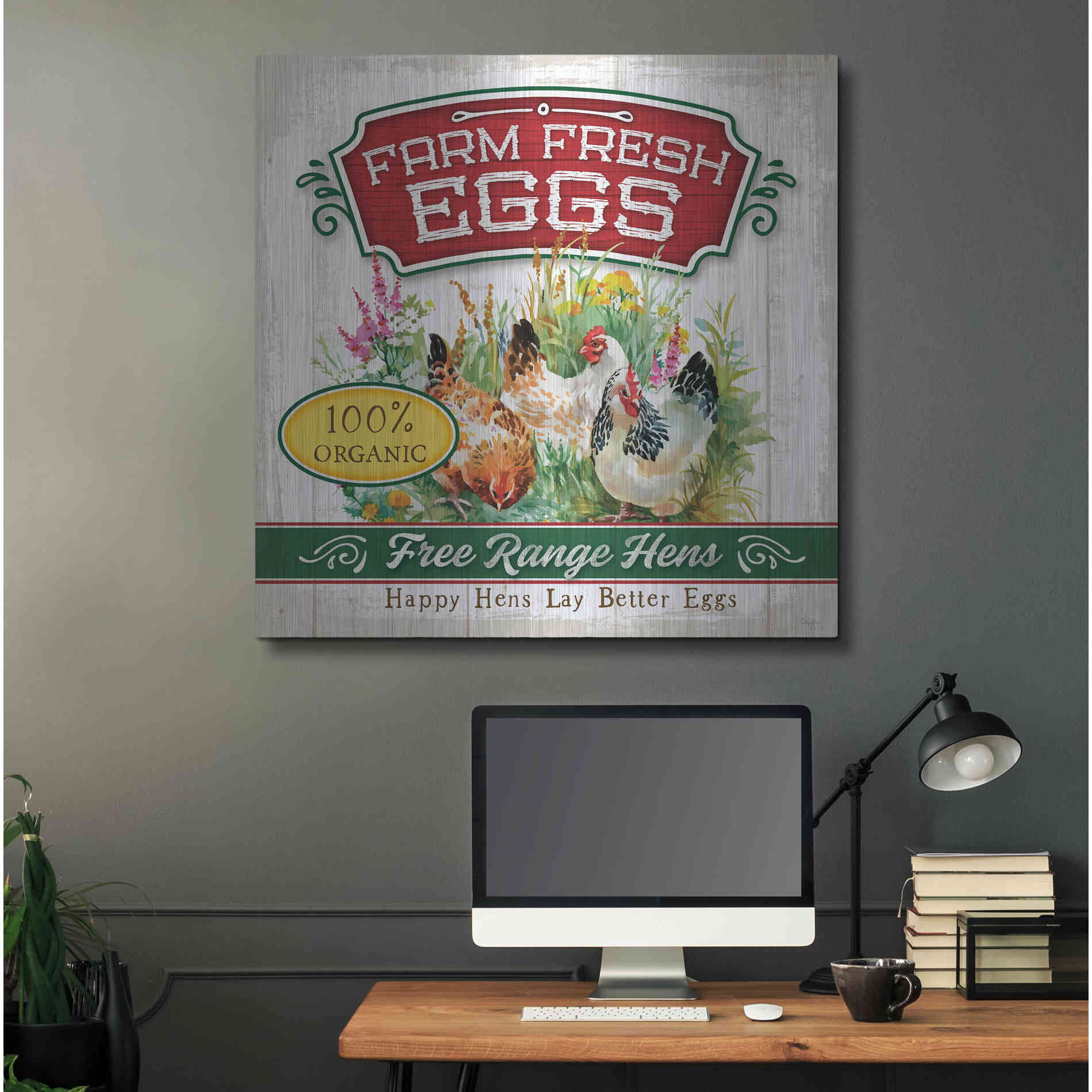 Luxe Metal Art 'Fresh Eggs' by Mollie B, Metal Wall Art,36x36