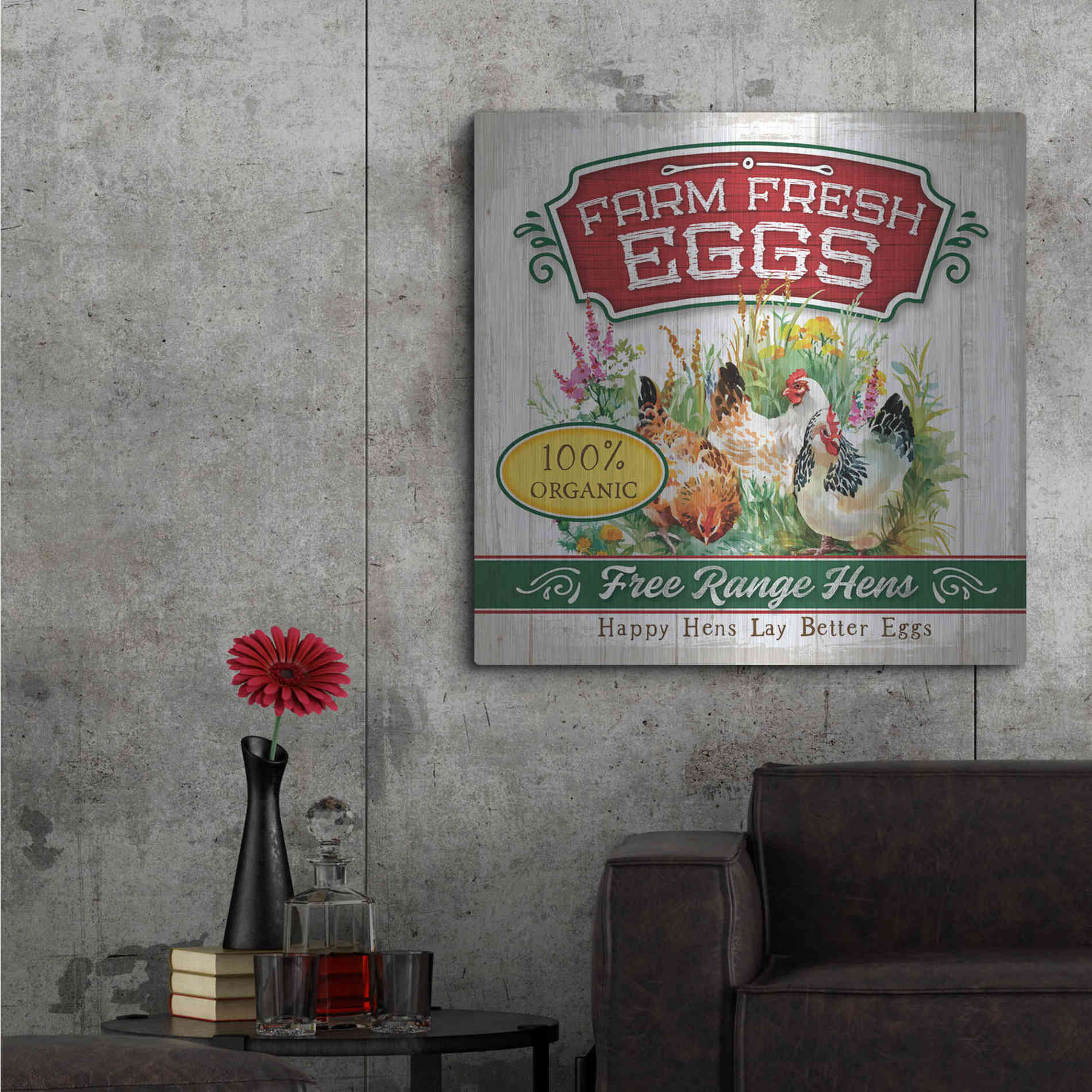 Luxe Metal Art 'Fresh Eggs' by Mollie B, Metal Wall Art,36x36
