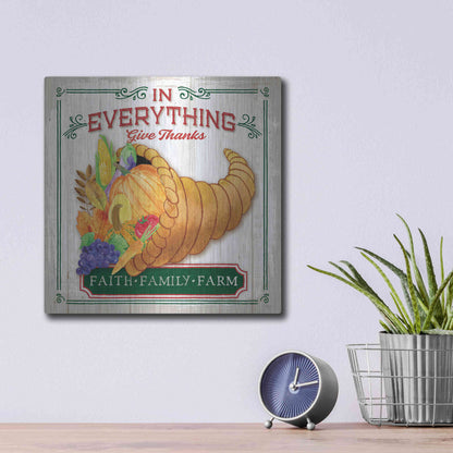 Luxe Metal Art 'Give Thanks' by Mollie B, Metal Wall Art,12x12