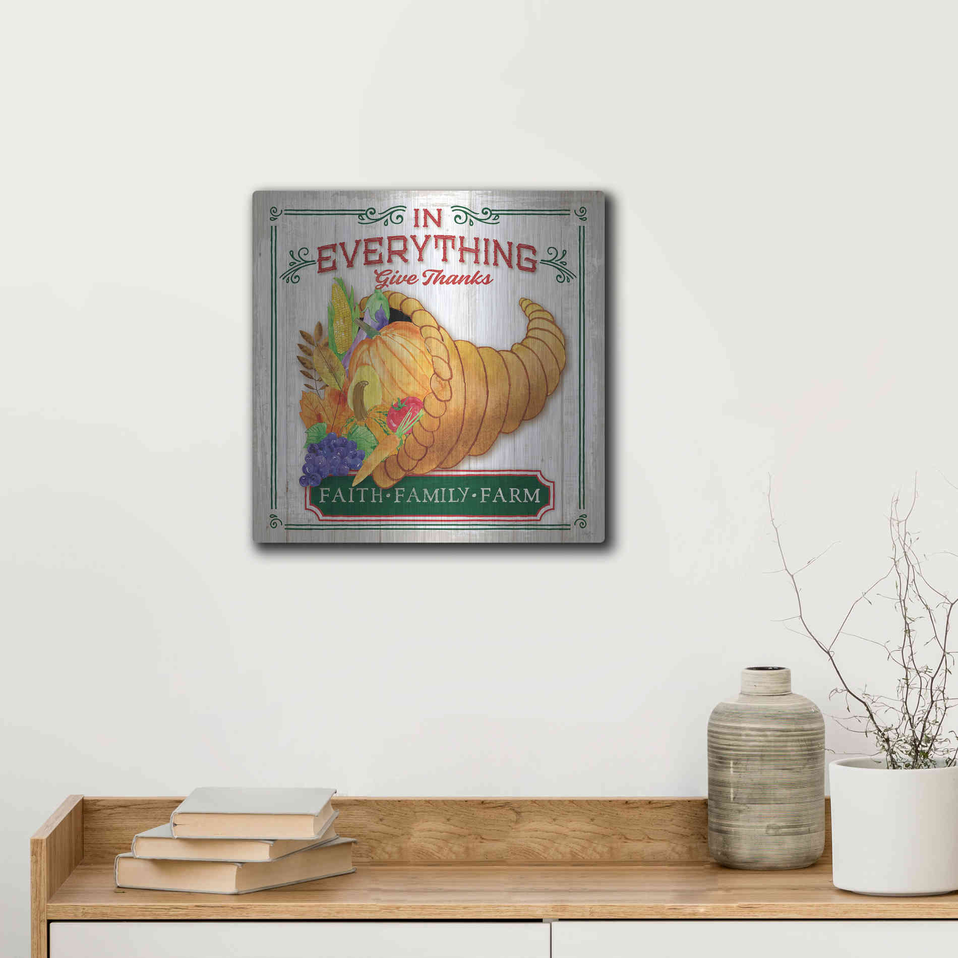 Luxe Metal Art 'Give Thanks' by Mollie B, Metal Wall Art,12x12