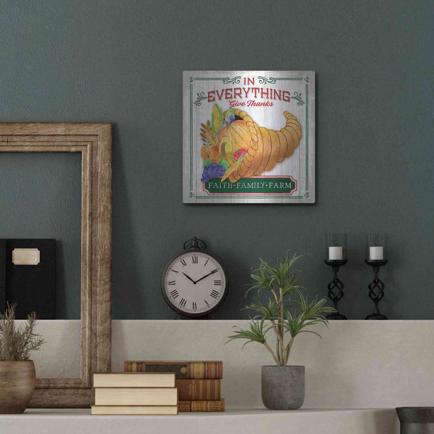 Luxe Metal Art 'Give Thanks' by Mollie B, Metal Wall Art,12x12