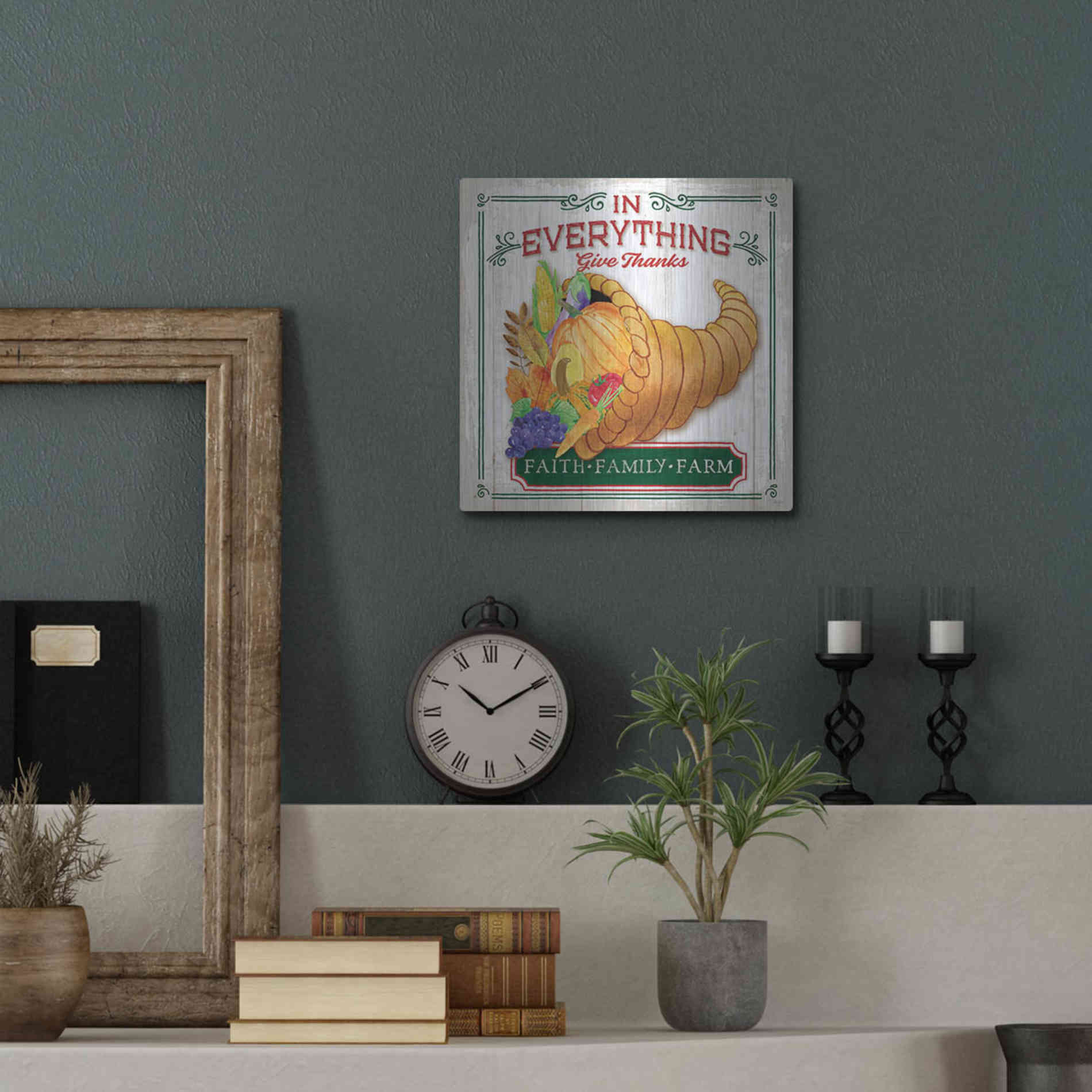 Luxe Metal Art 'Give Thanks' by Mollie B, Metal Wall Art,12x12