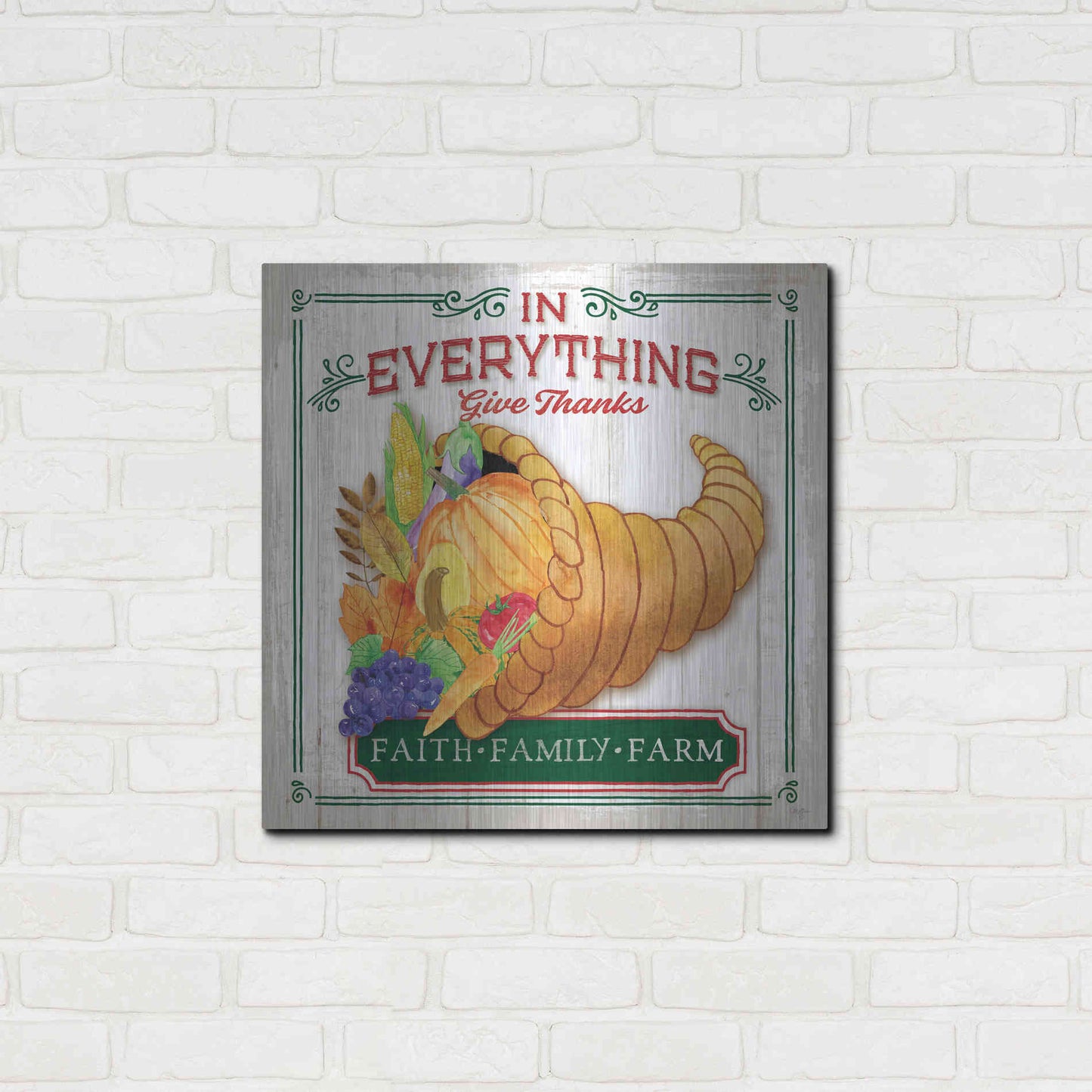 Luxe Metal Art 'Give Thanks' by Mollie B, Metal Wall Art,24x24